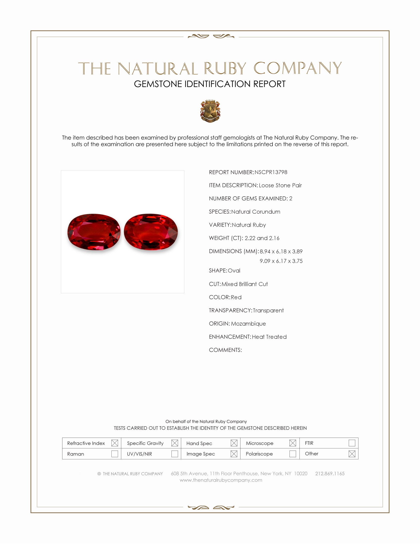 4.38 Ct.Tw. Ruby Pair from Mozambique