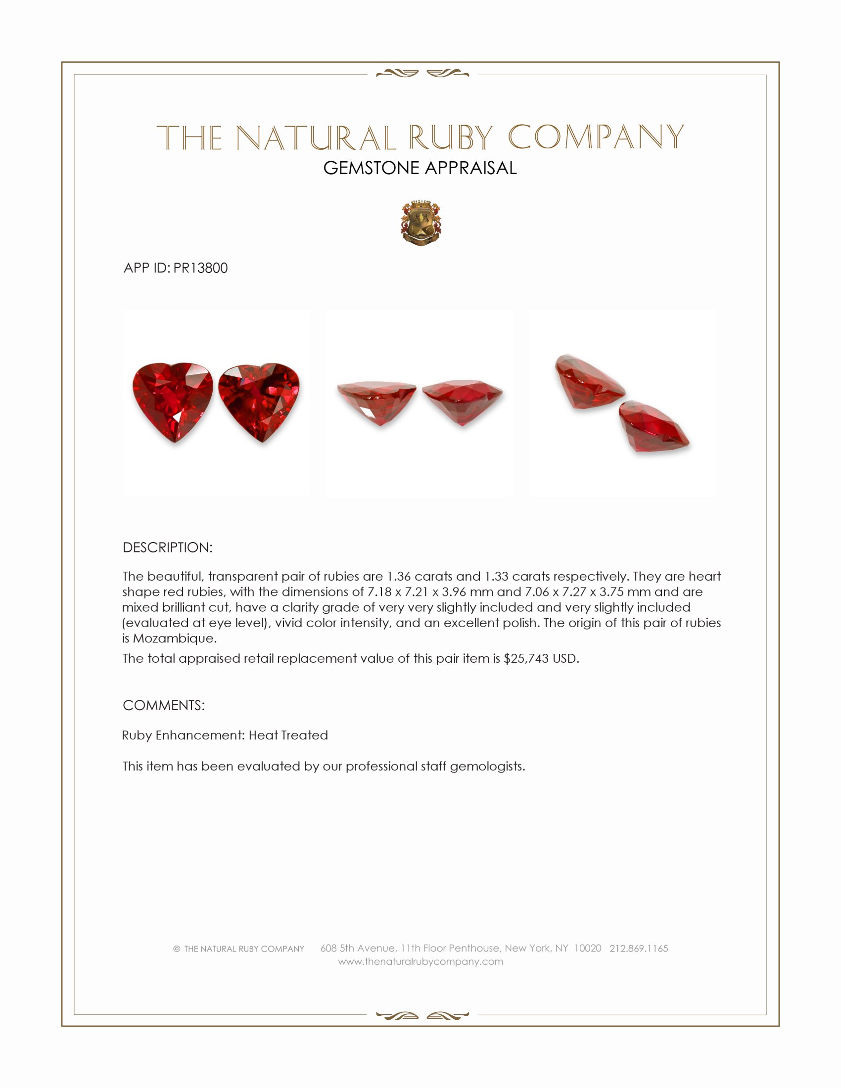 2.69 Ct.Tw. Ruby Pair from Mozambique