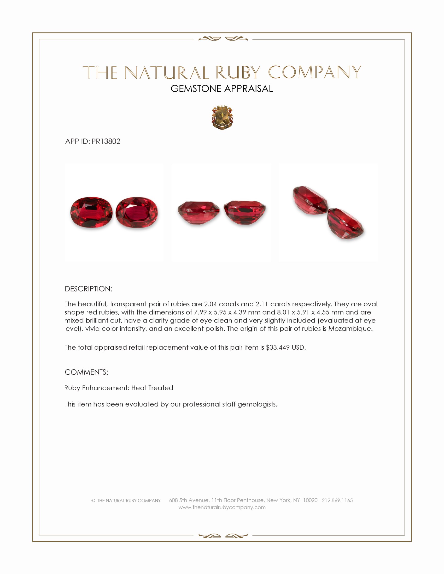 4.15 Ct.Tw. Ruby Pair from Mozambique
