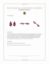 4.01 Ct.Tw.Total Carat Weight Pinkish Purple Rhodolite Garnet Pair from Tanzania Appraisal
