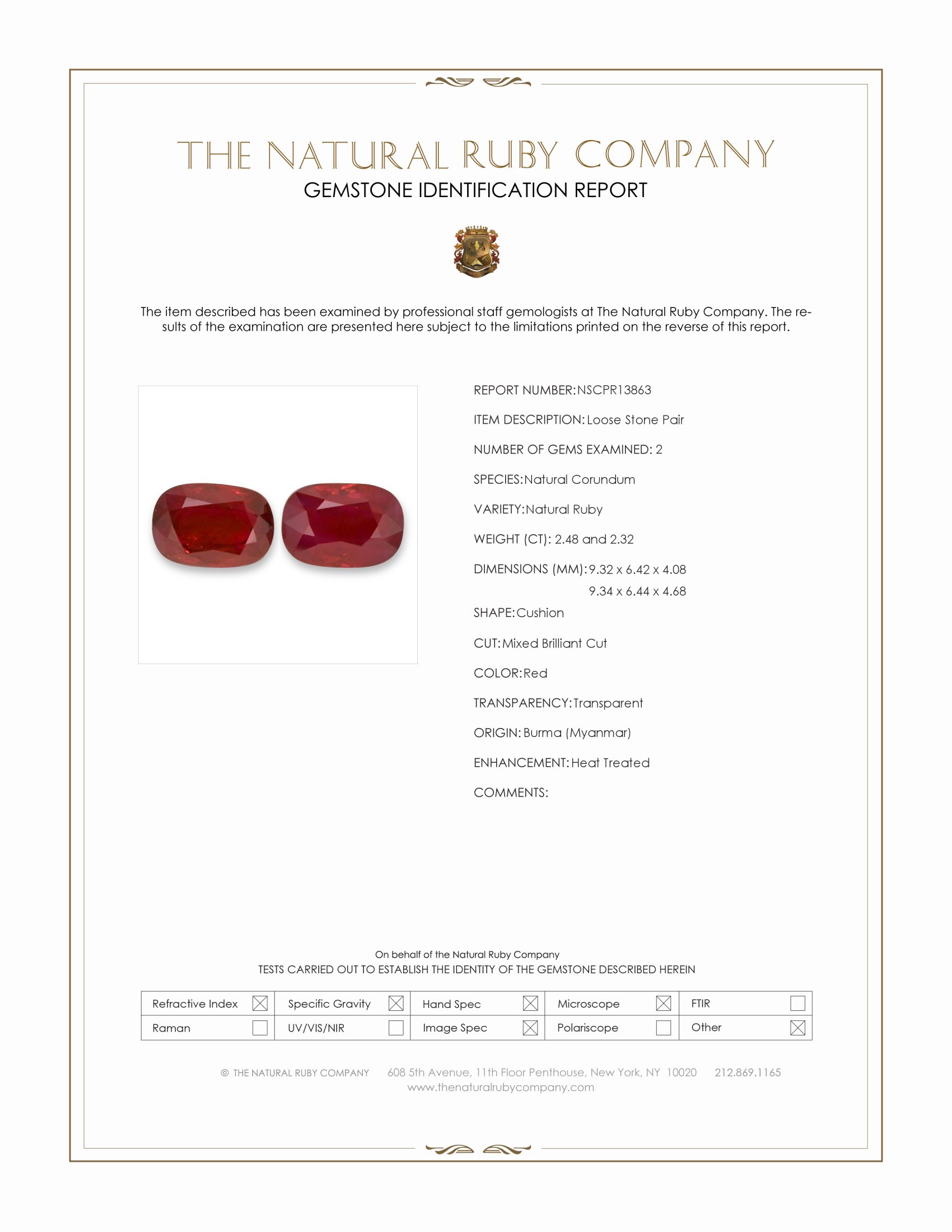 4.80 Ct.Tw. Ruby Pair from Burma (Myanmar)