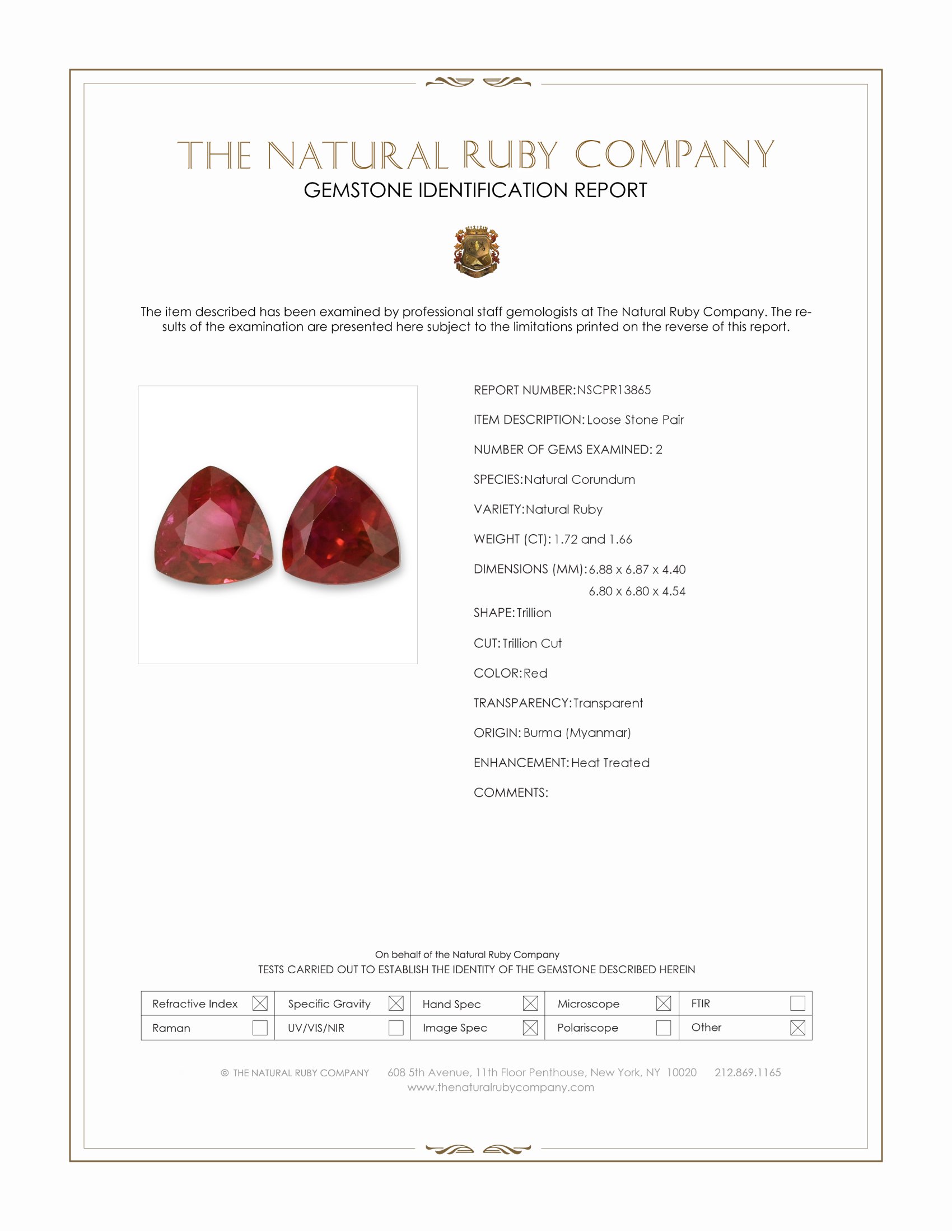 3.38 Ct.Tw. Ruby Pair from Burma (Myanmar)