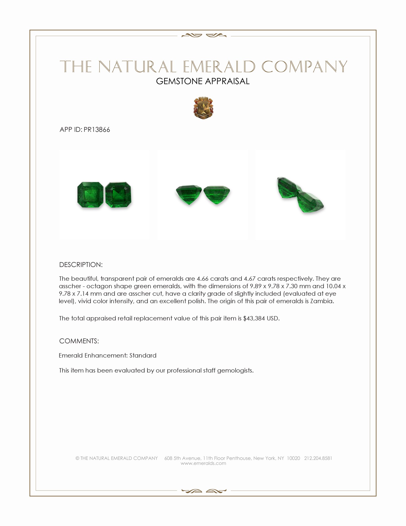 9.33 Ct.Tw. Emerald Pair from Zambia