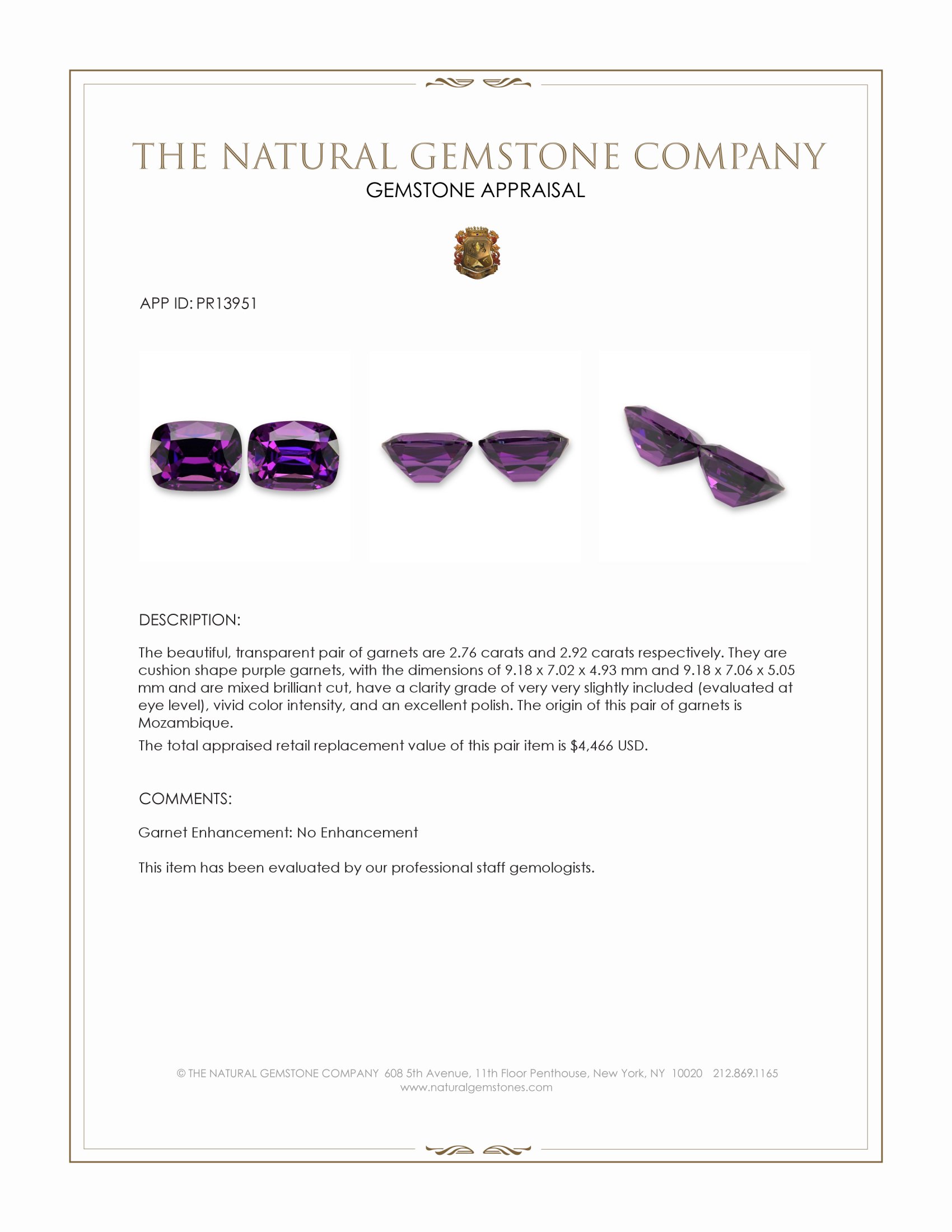 5.68 Ct.Tw. Purple Garnet Pair from Mozambique