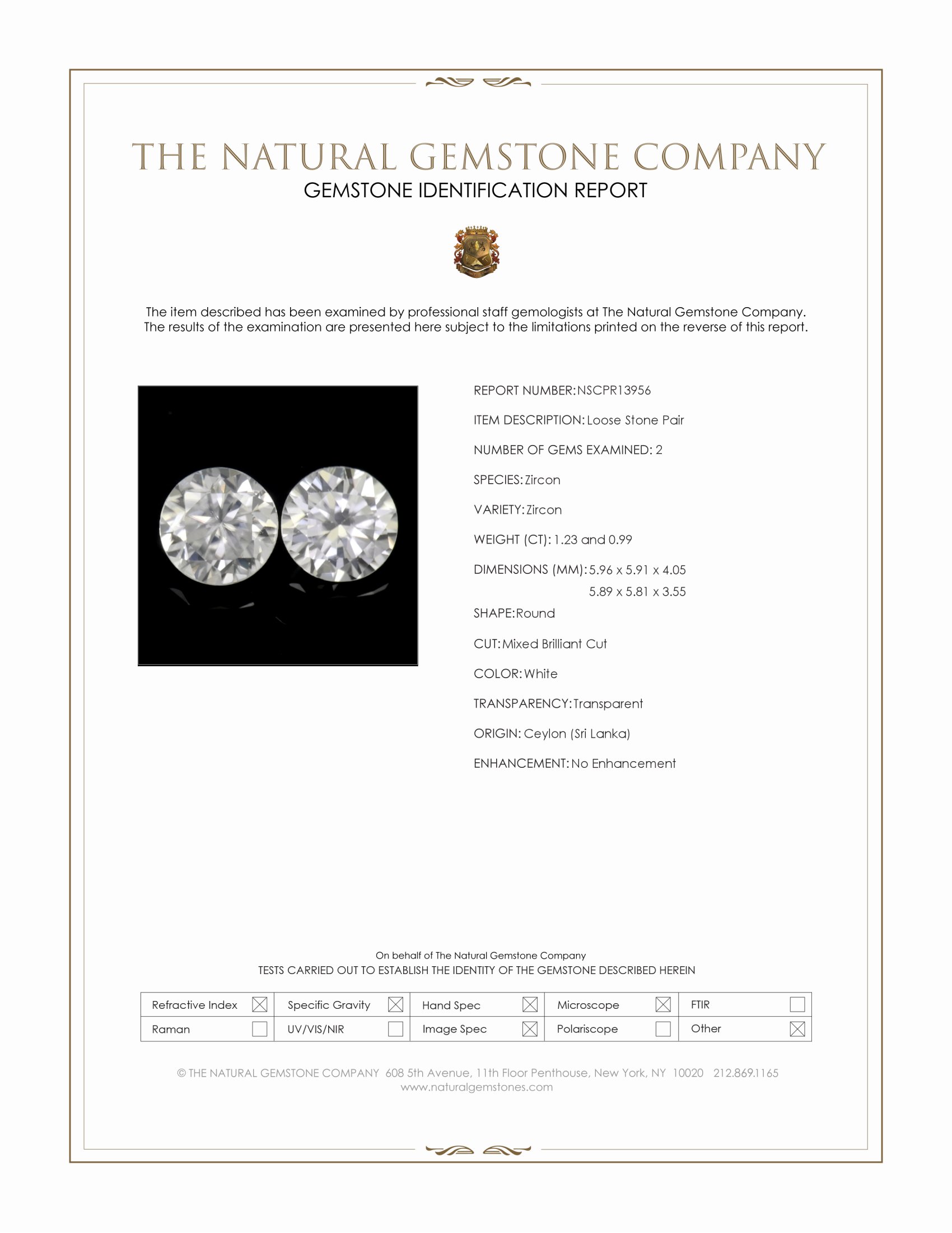 2.22 Ct.Tw. White Zircon Pair from Ceylon (Sri Lanka)