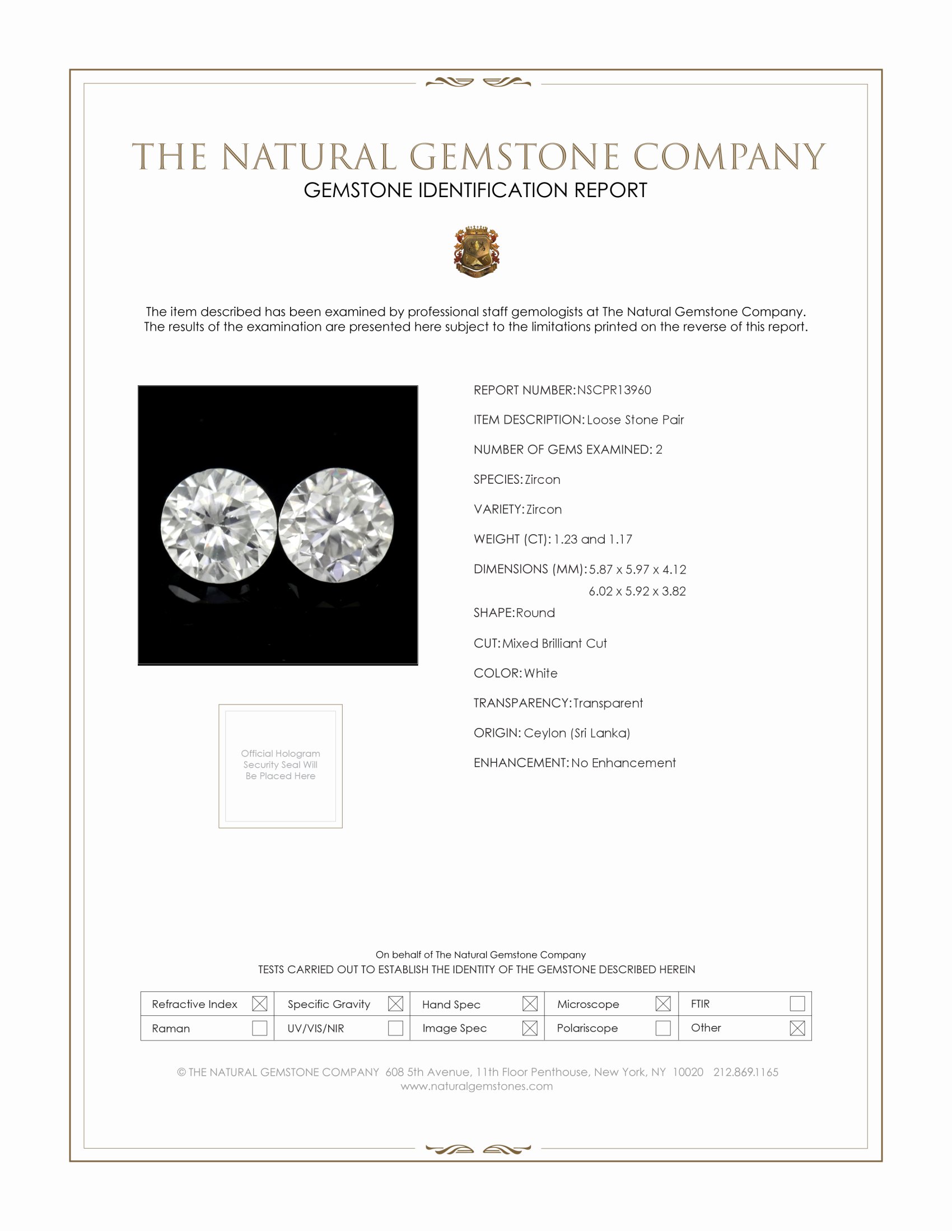 2.40 Ct.Tw. White Zircon Pair from Ceylon (Sri Lanka)