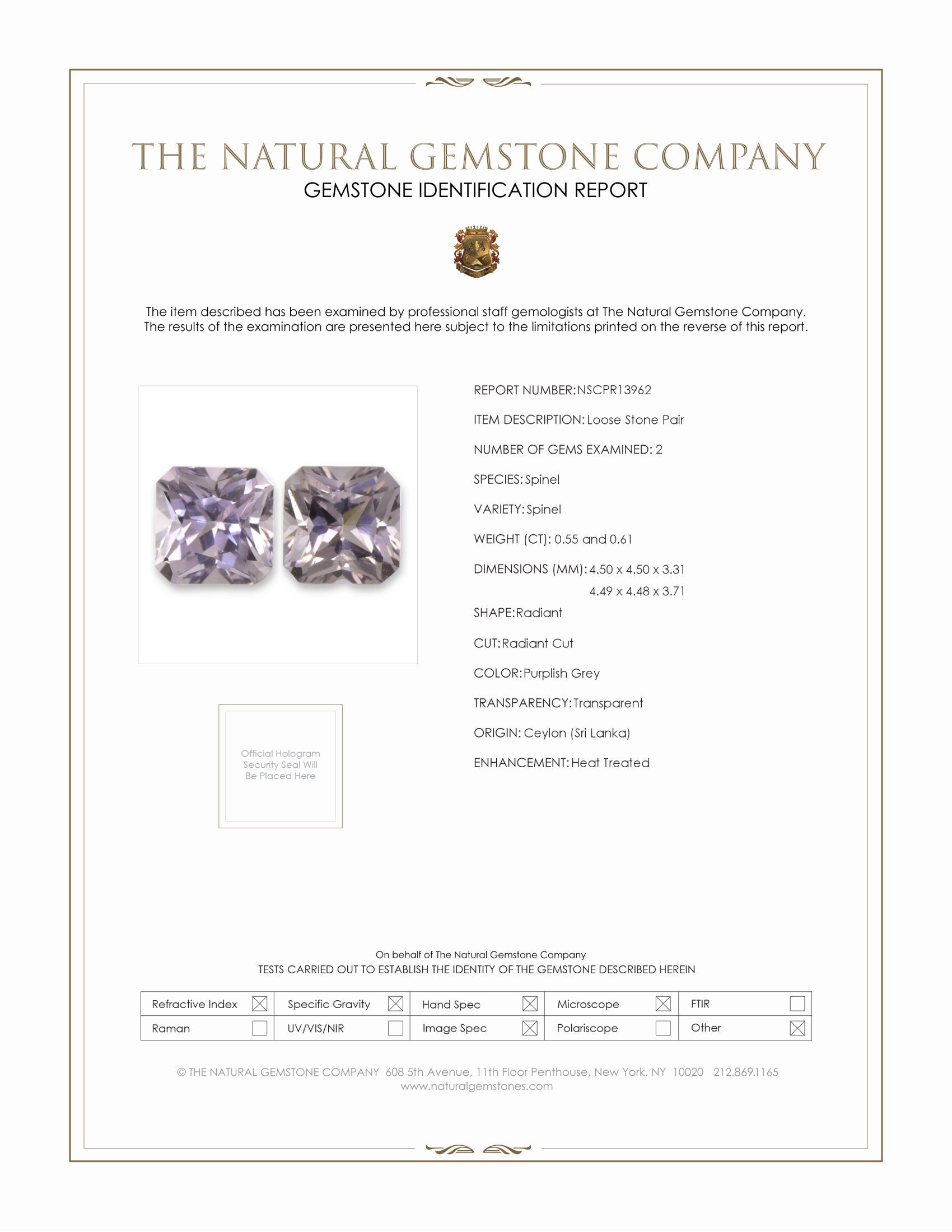 1.16 Ct.Tw. Purplish Grey Spinel Pair from Ceylon (Sri Lanka)