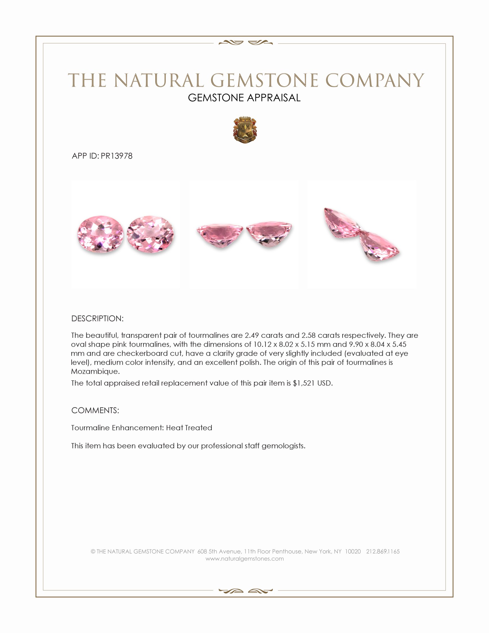 5.07 Ct.Tw. Pink Tourmaline Pair from Mozambique