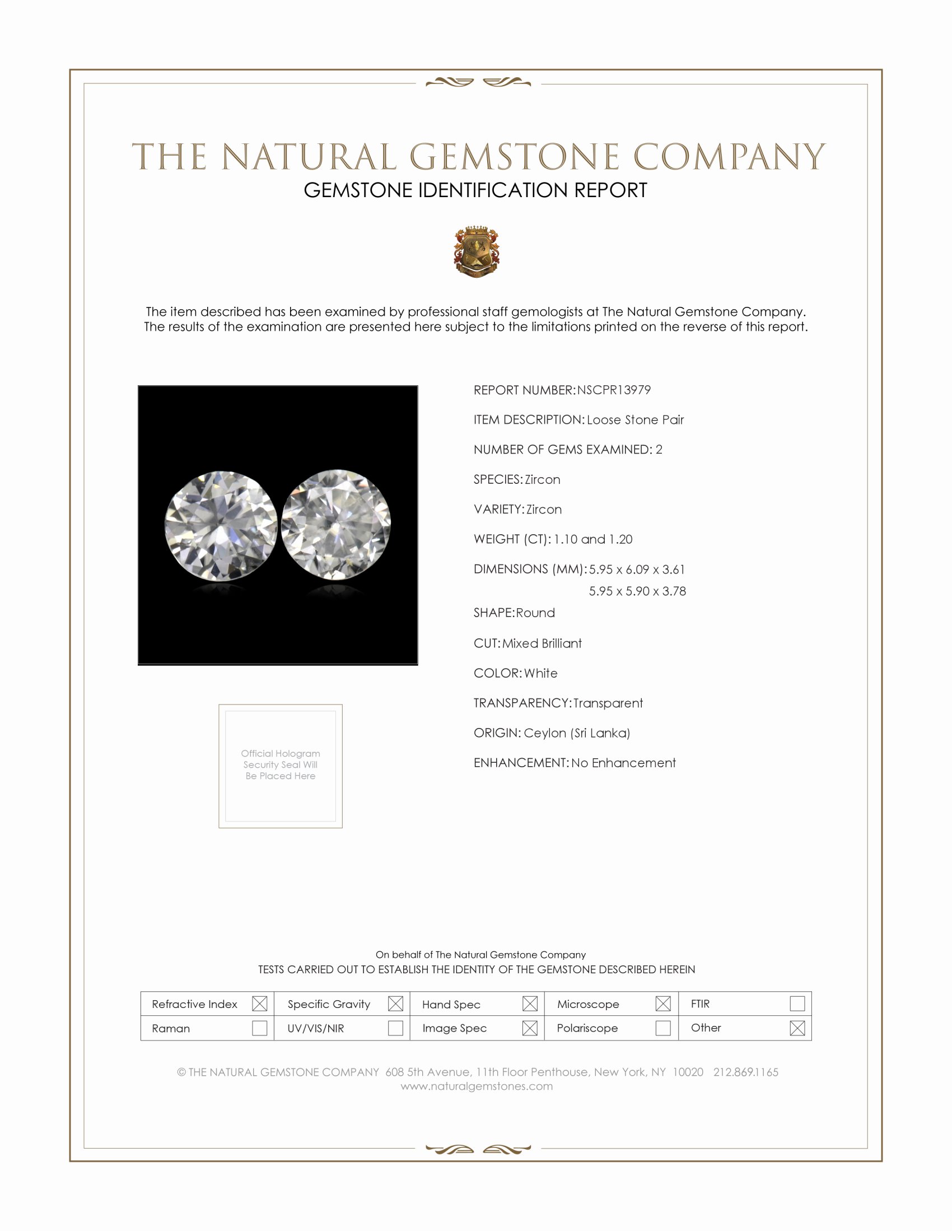 2.30 Ct.Tw. White Zircon Pair from Ceylon (Sri Lanka)