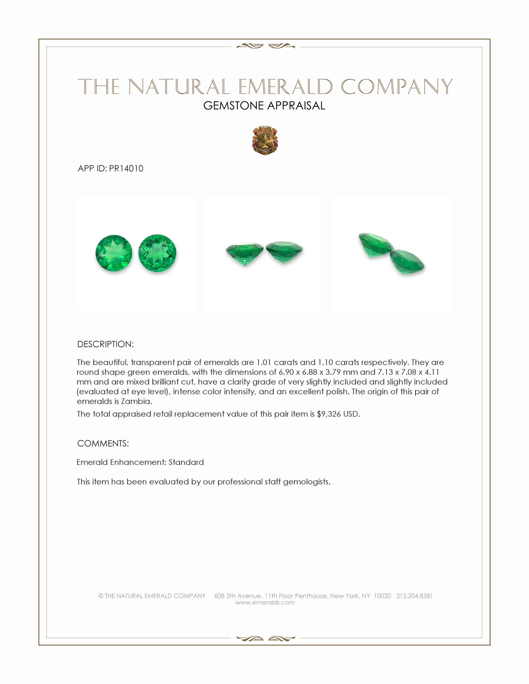 2.11 Ct.Tw. Emerald Pair from Zambia