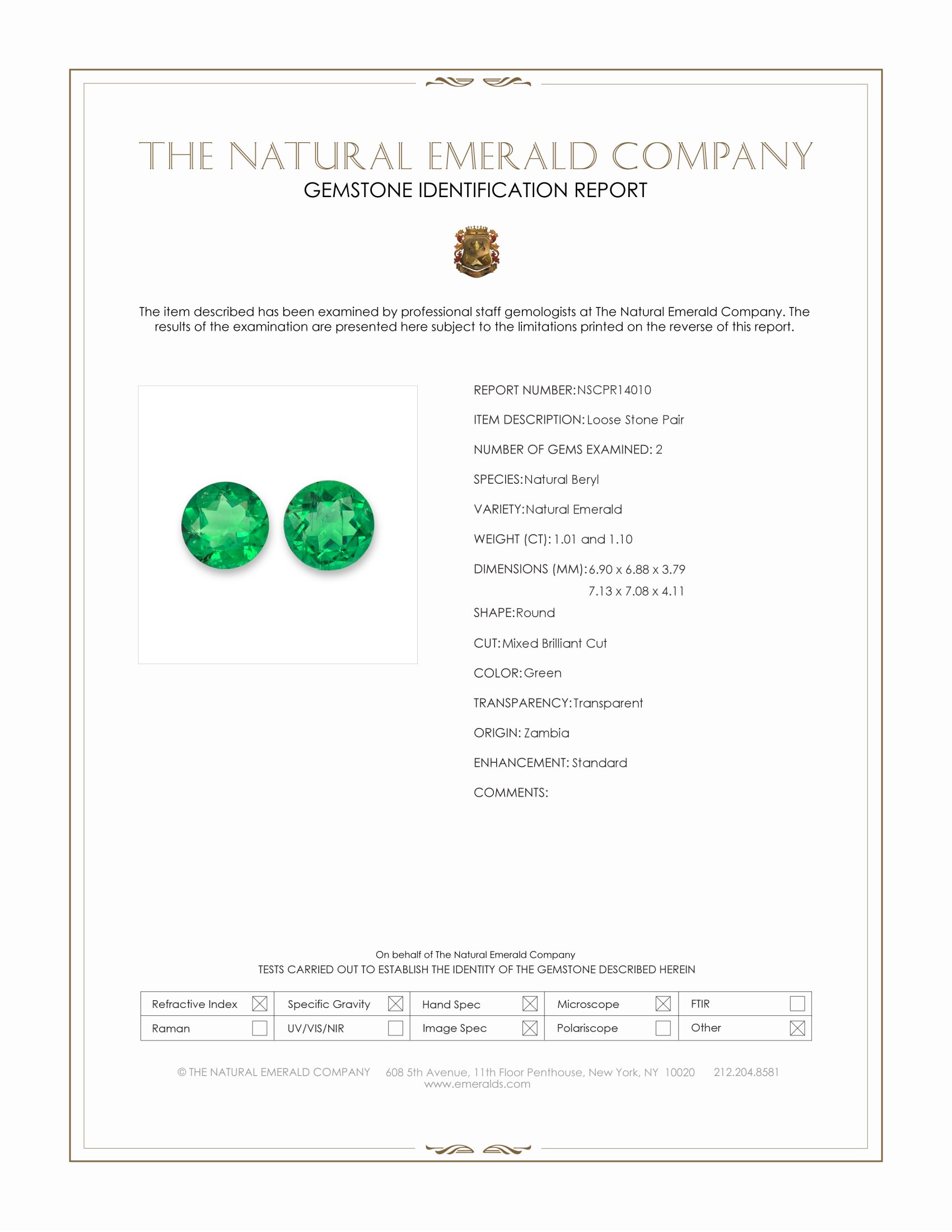 2.11 Ct.Tw. Emerald Pair from Zambia