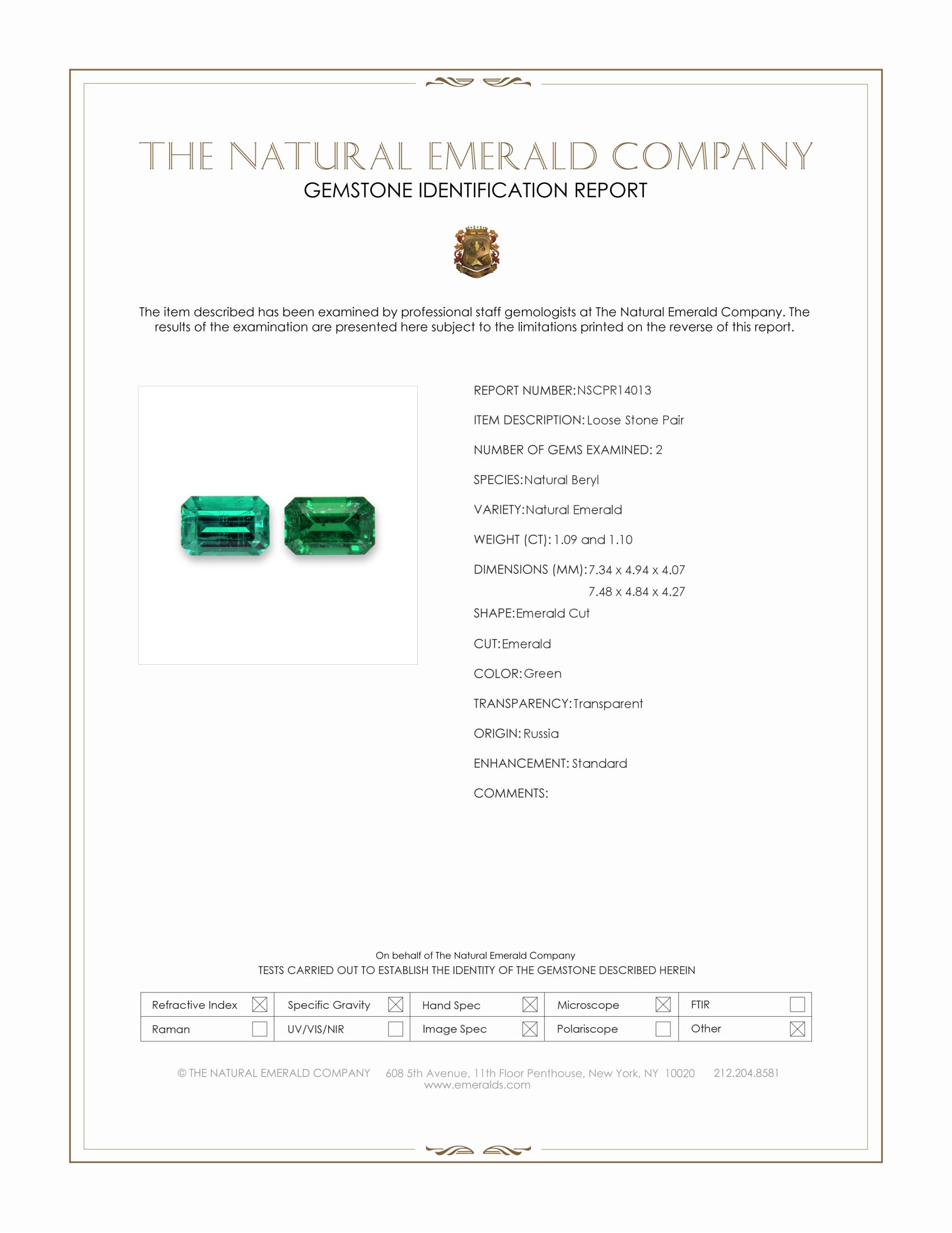 2.19 Ct.Tw. Emerald Pair from Russia