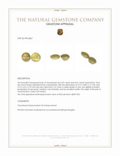 1.21 Ct.Tw.Total Carat Weight Yellowish Brown Cabochon Chrysoberyl Pair from Ceylon (Sri Lanka) Appraisal