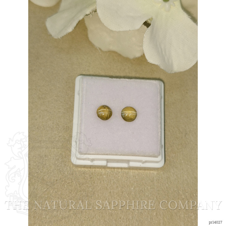 1.21 Ct.Tw. Yellowish Brown Cabochon Chrysoberyl Pair from Ceylon (Sri Lanka)