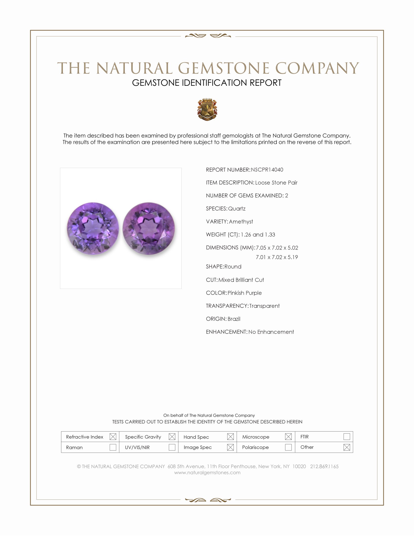 2.59 Ct.Tw. Pinkish Purple Amethyst Pair from Brazil