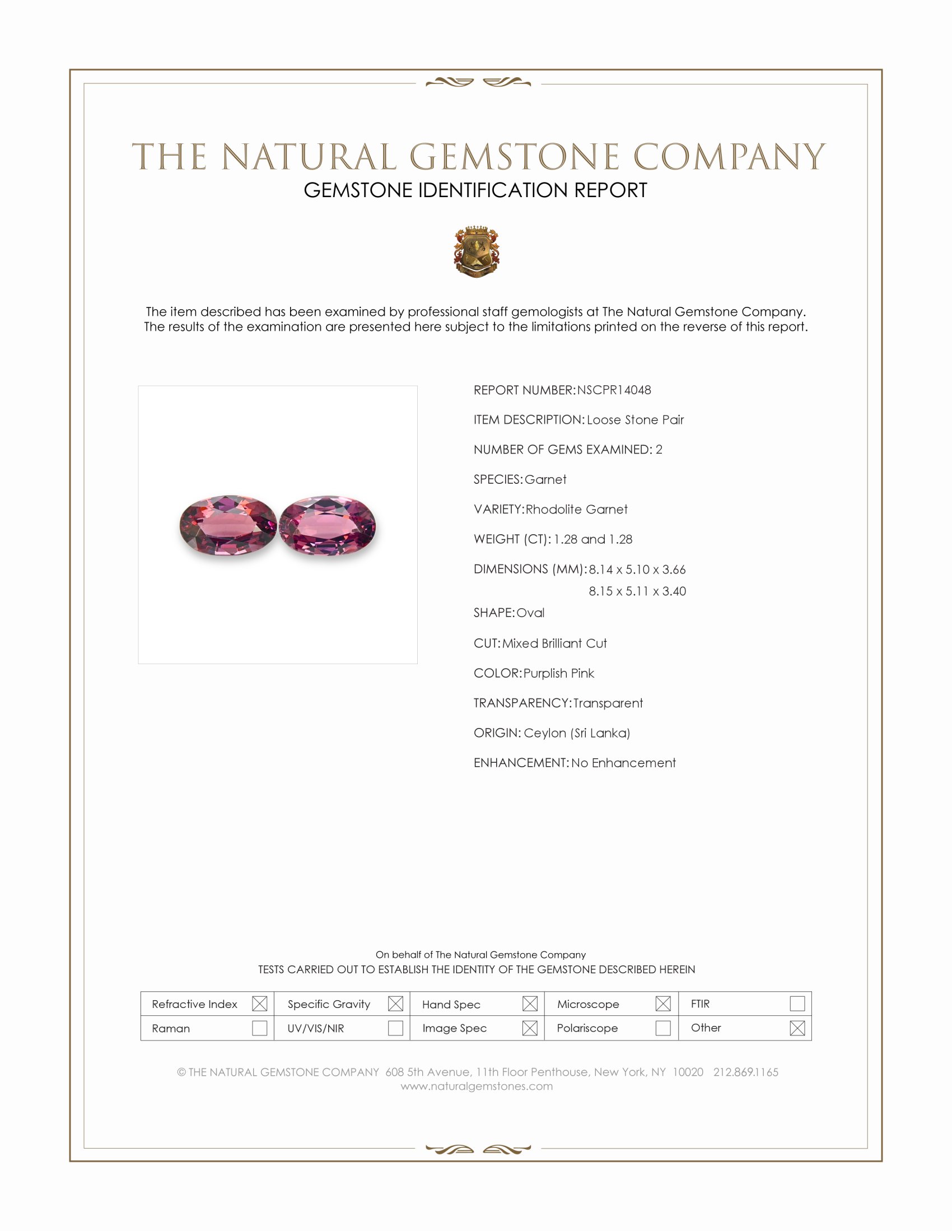 2.56 Ct.Tw. Purplish Pink Rhodolite Garnet Pair from Ceylon (Sri Lanka)