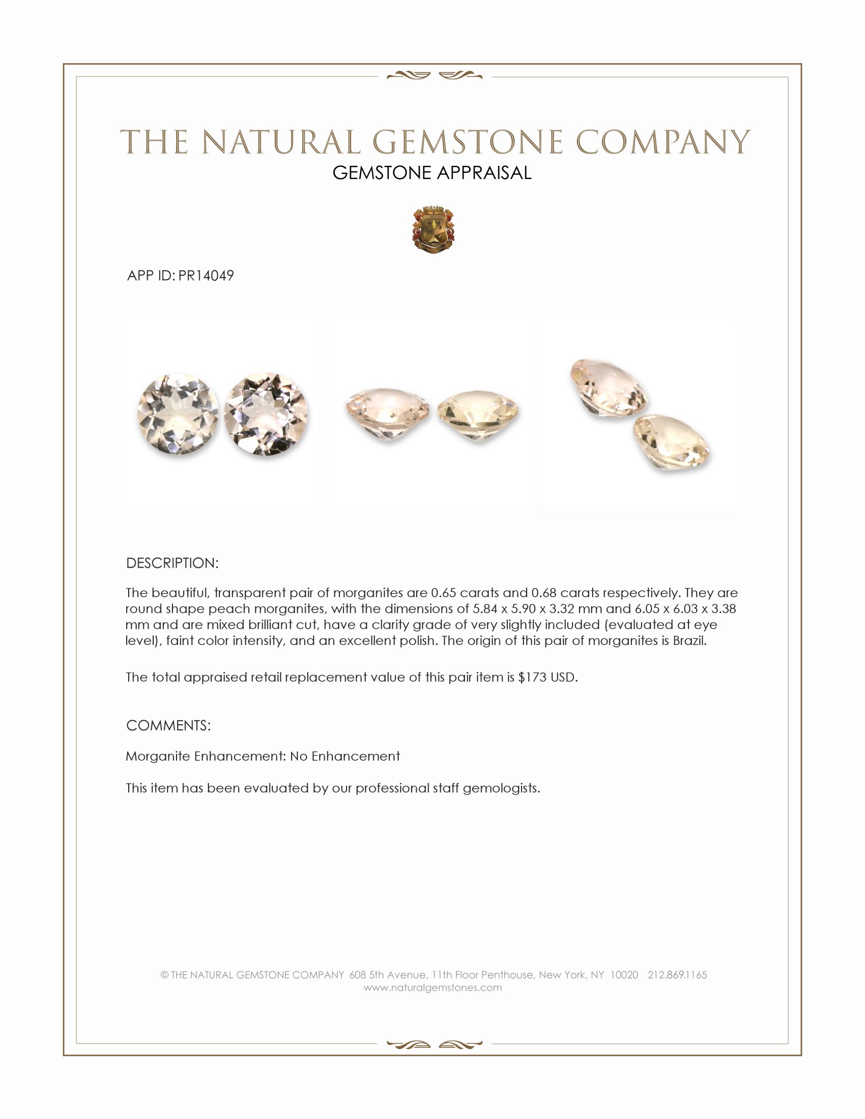 1.33 Ct.Tw. Peach Morganite Pair from Brazil