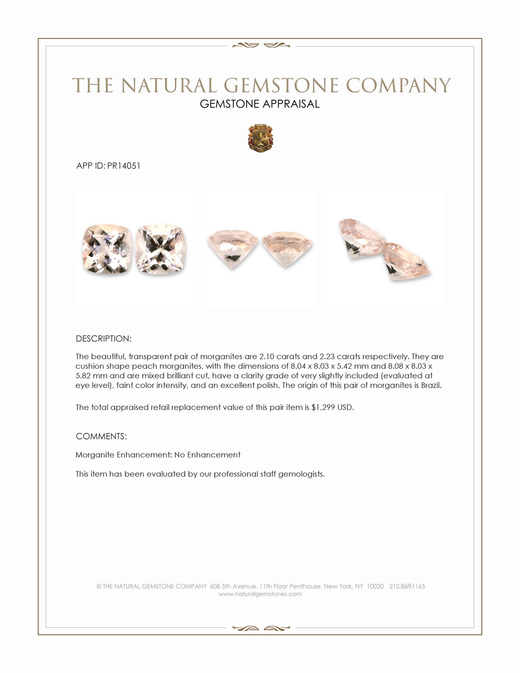 4.33 Ct.Tw. Peach Morganite Pair from Brazil
