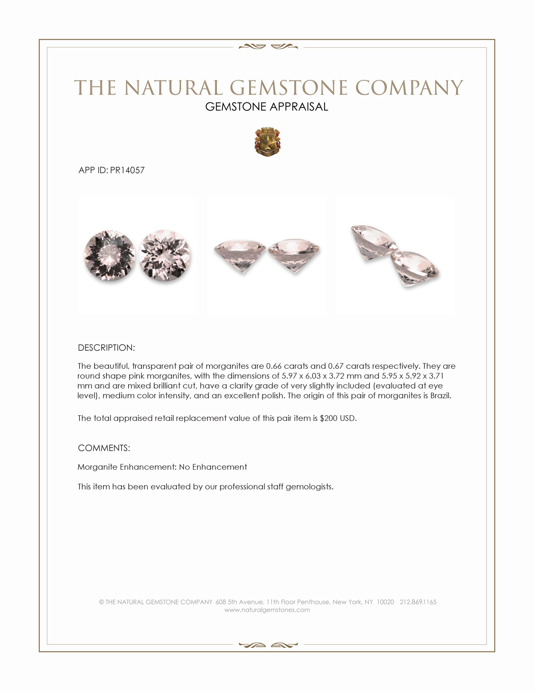 1.33 Ct.Tw. Pink Morganite Pair from Brazil