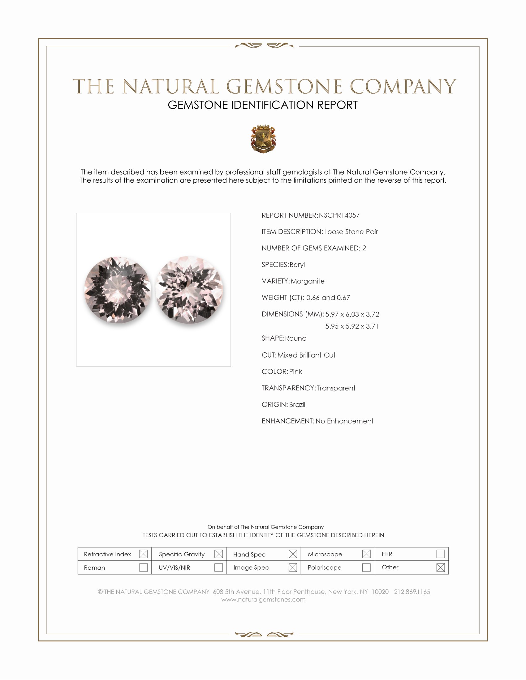 1.33 Ct.Tw. Pink Morganite Pair from Brazil