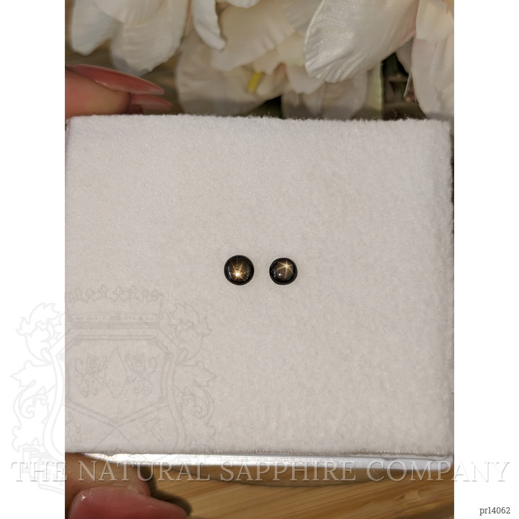 1.06 Ct.Tw. Black Cabochon Star Sapphire Pair from Ceylon (Sri Lanka)