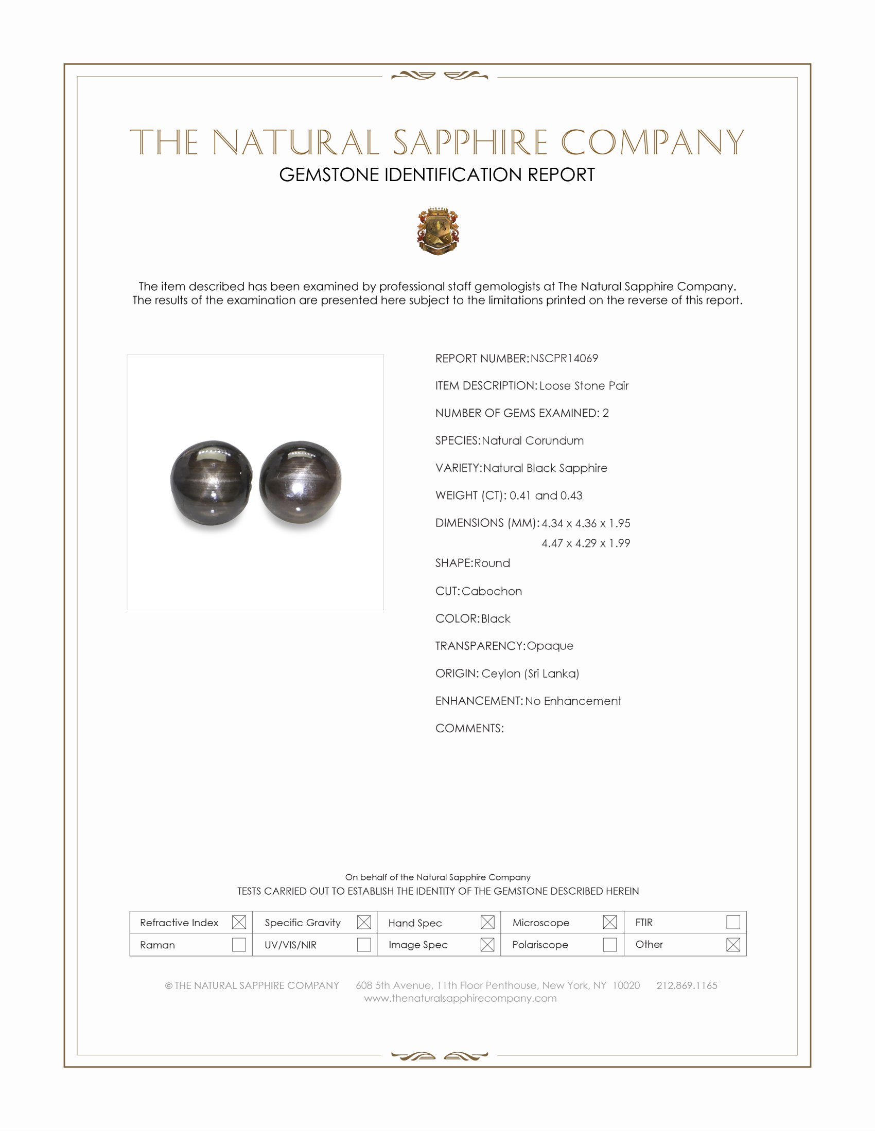 0.84 Ct.Tw. Black Star Sapphire Pair from Ceylon (Sri Lanka)