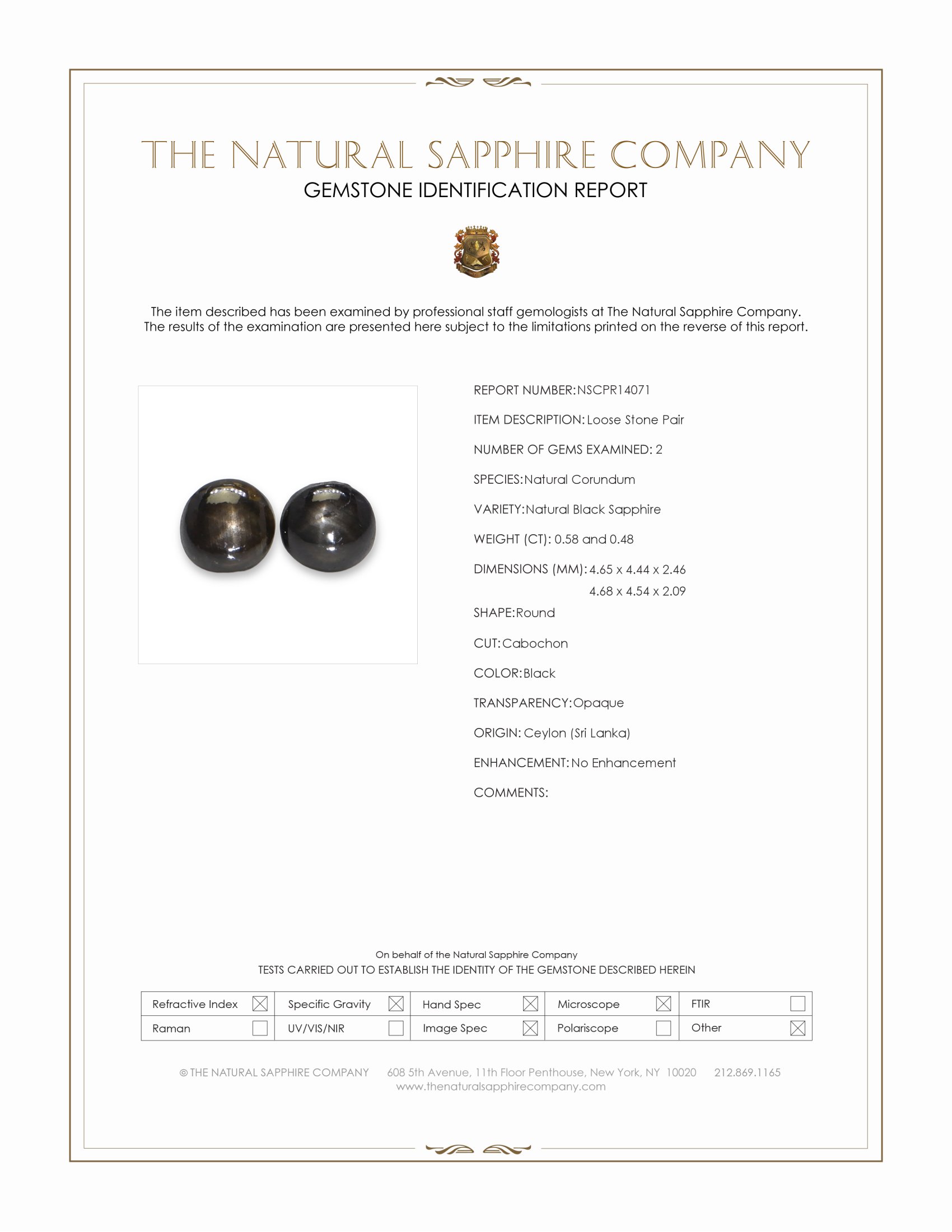 1.06 Ct.Tw. Black Star Sapphire Pair from Ceylon (Sri Lanka)