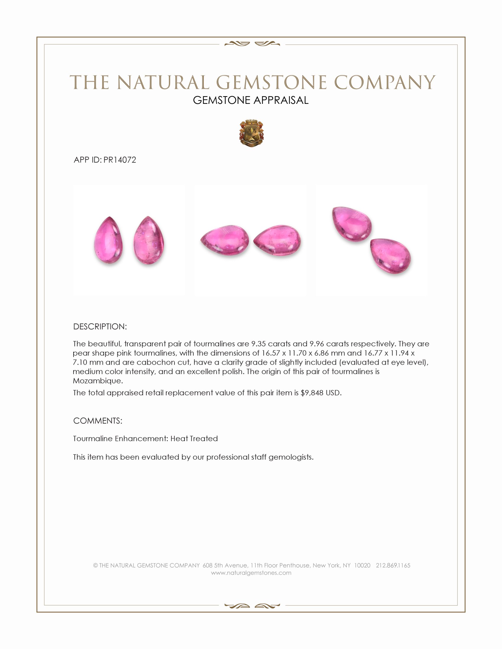 19.31 Ct.Tw. Pink Cabochon Tourmaline Pair from Mozambique