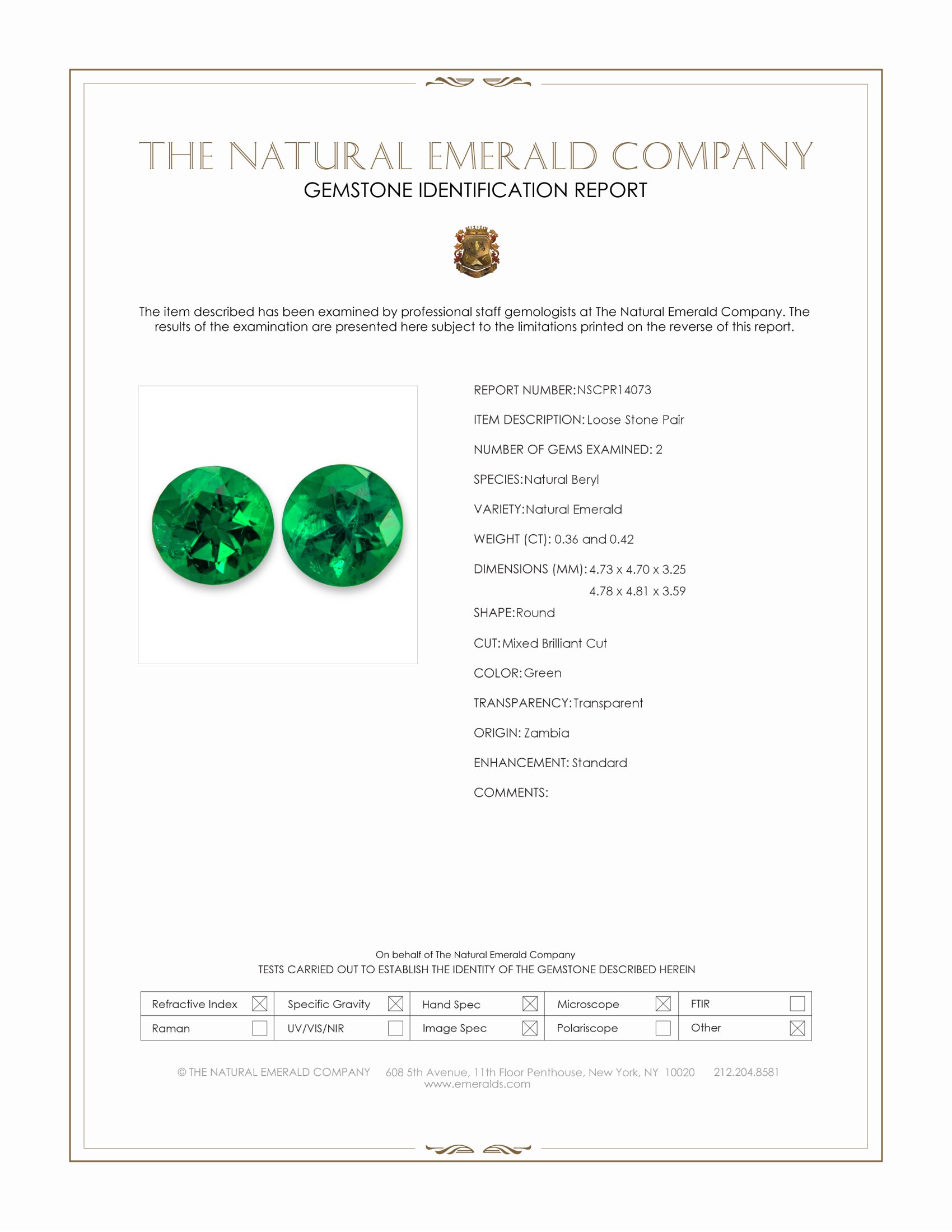 0.78 Ct.Tw. Emerald Pair from Zambia