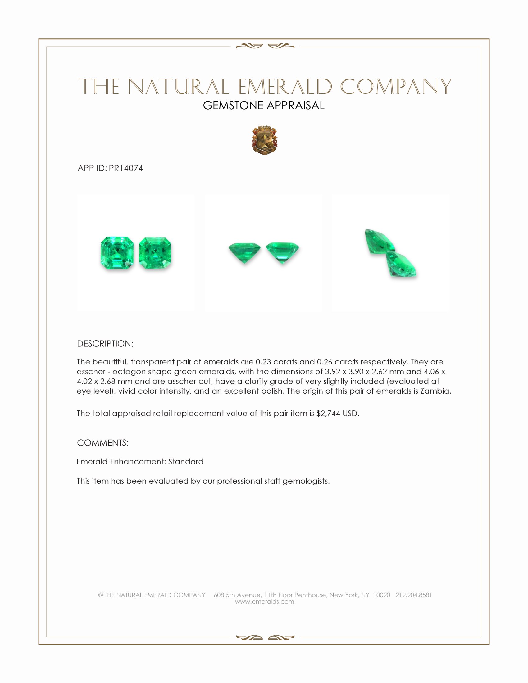 0.49 Ct.Tw. Emerald Pair from Zambia