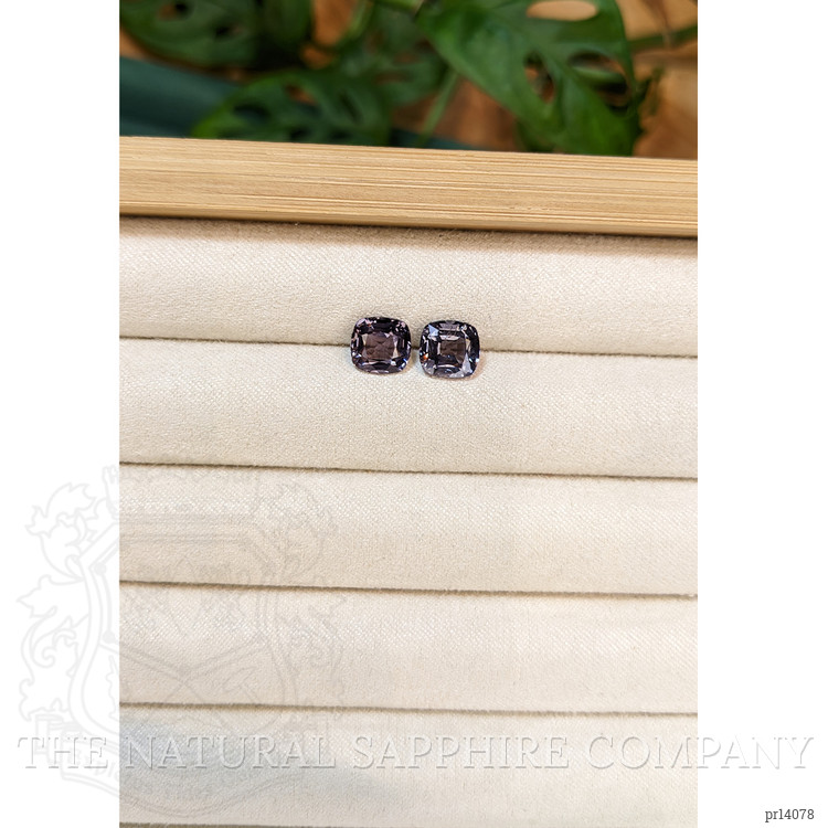 4.05 Ct.Tw. Purplish Grey Spinel Pair from Burma (Myanmar)