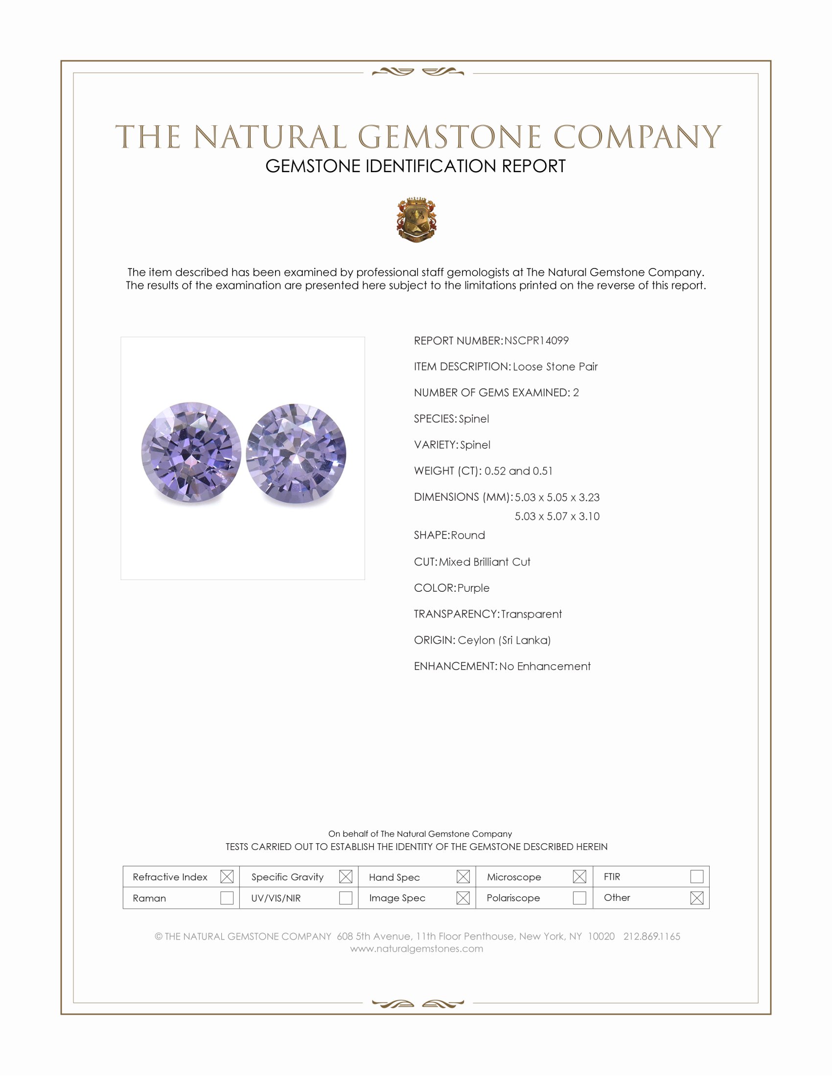 1.03 Ct.Tw. Purple Spinel Pair from Ceylon (Sri Lanka)