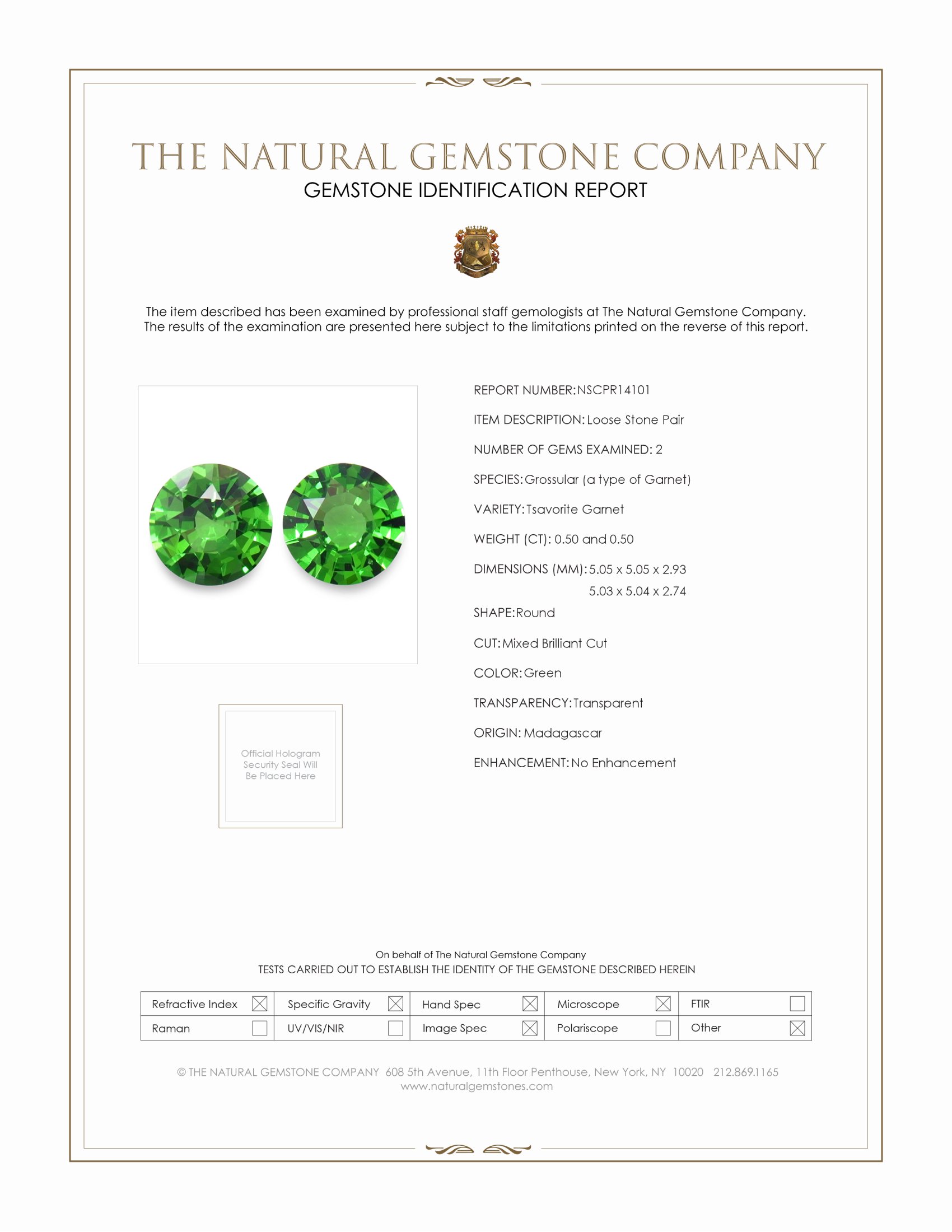 1.00 Ct.Tw. Tsavorite Garnet Pair from Madagascar