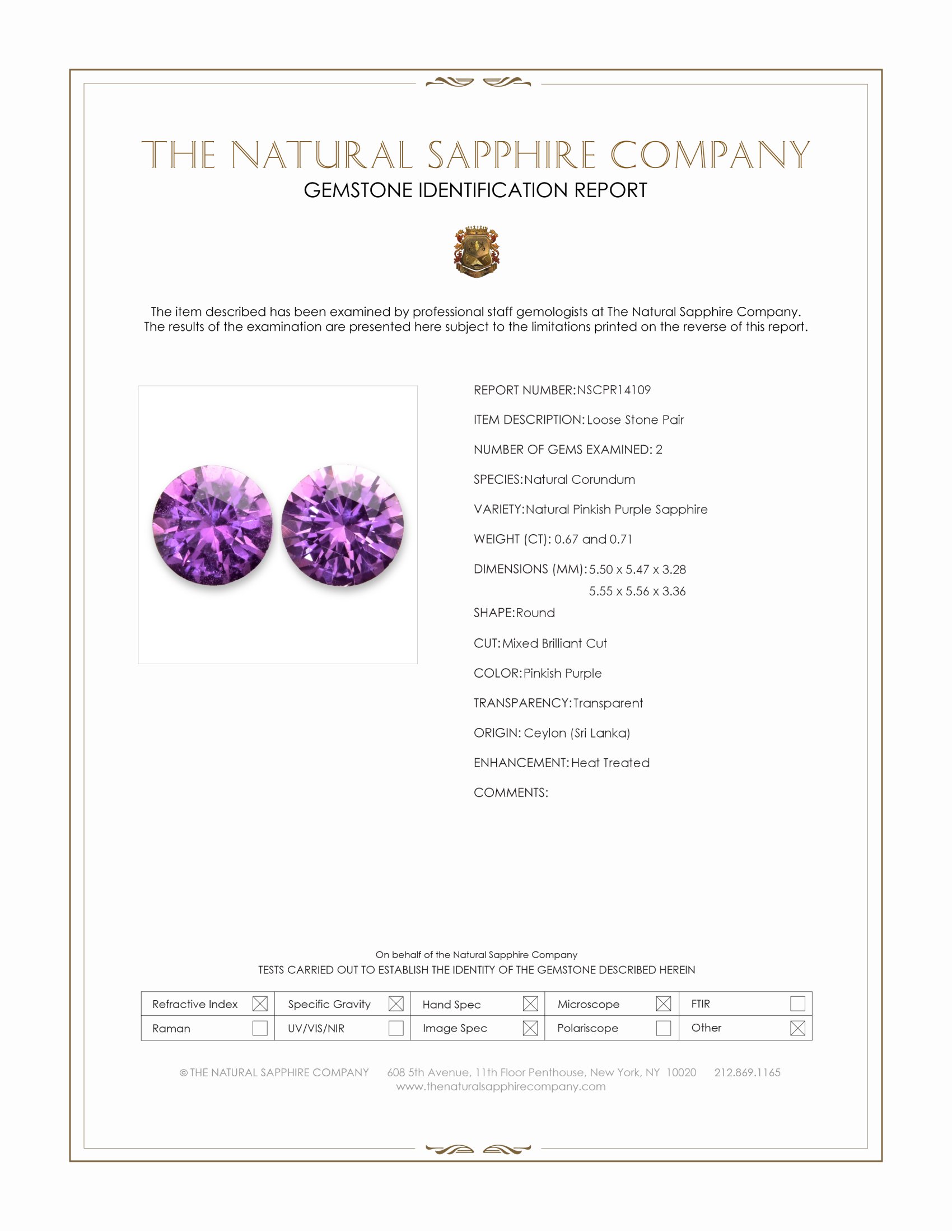 1.38 Ct.Tw. Pinkish Purple Sapphire Pair from Ceylon (Sri Lanka)