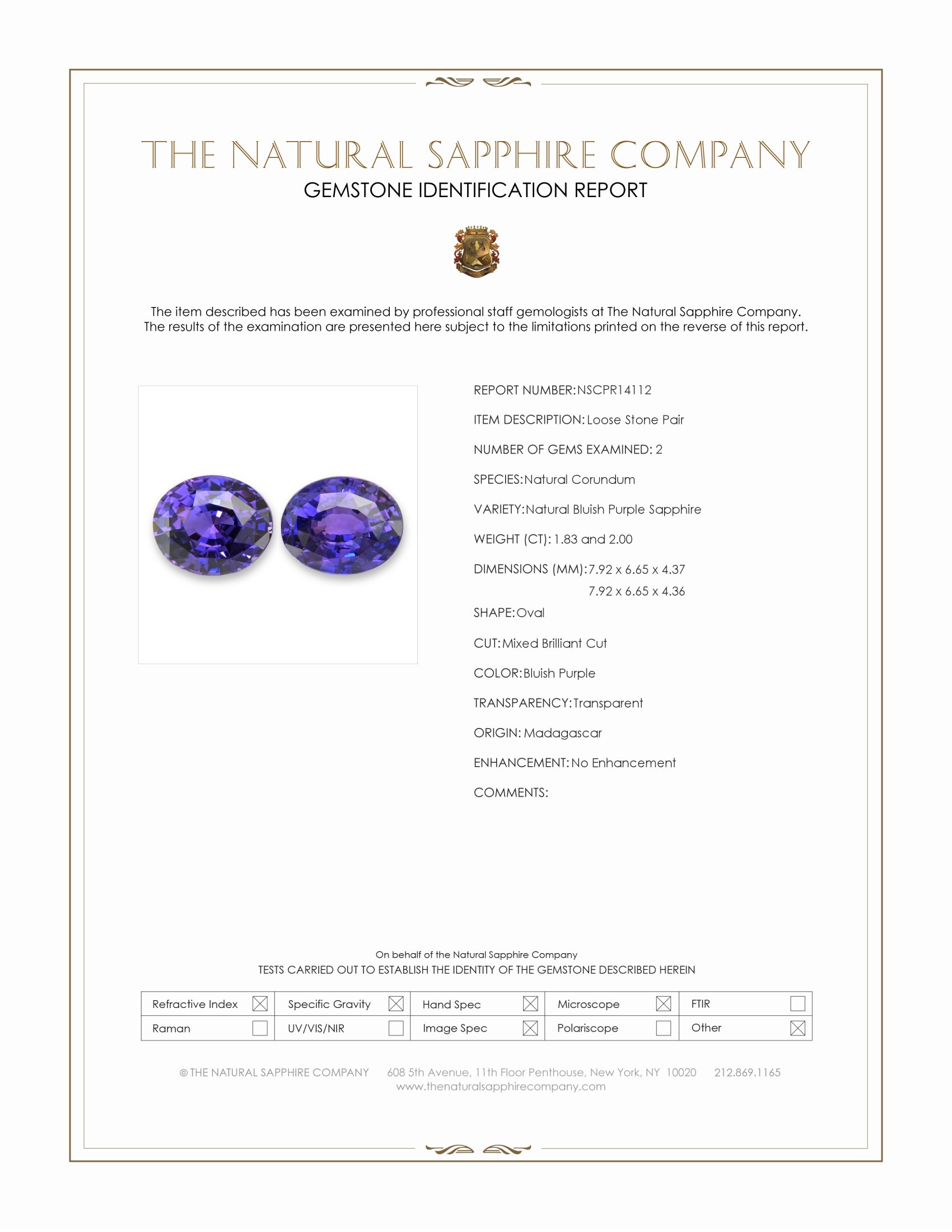 3.83 Ct.Tw. Bluish Purple Sapphire Pair from Madagascar