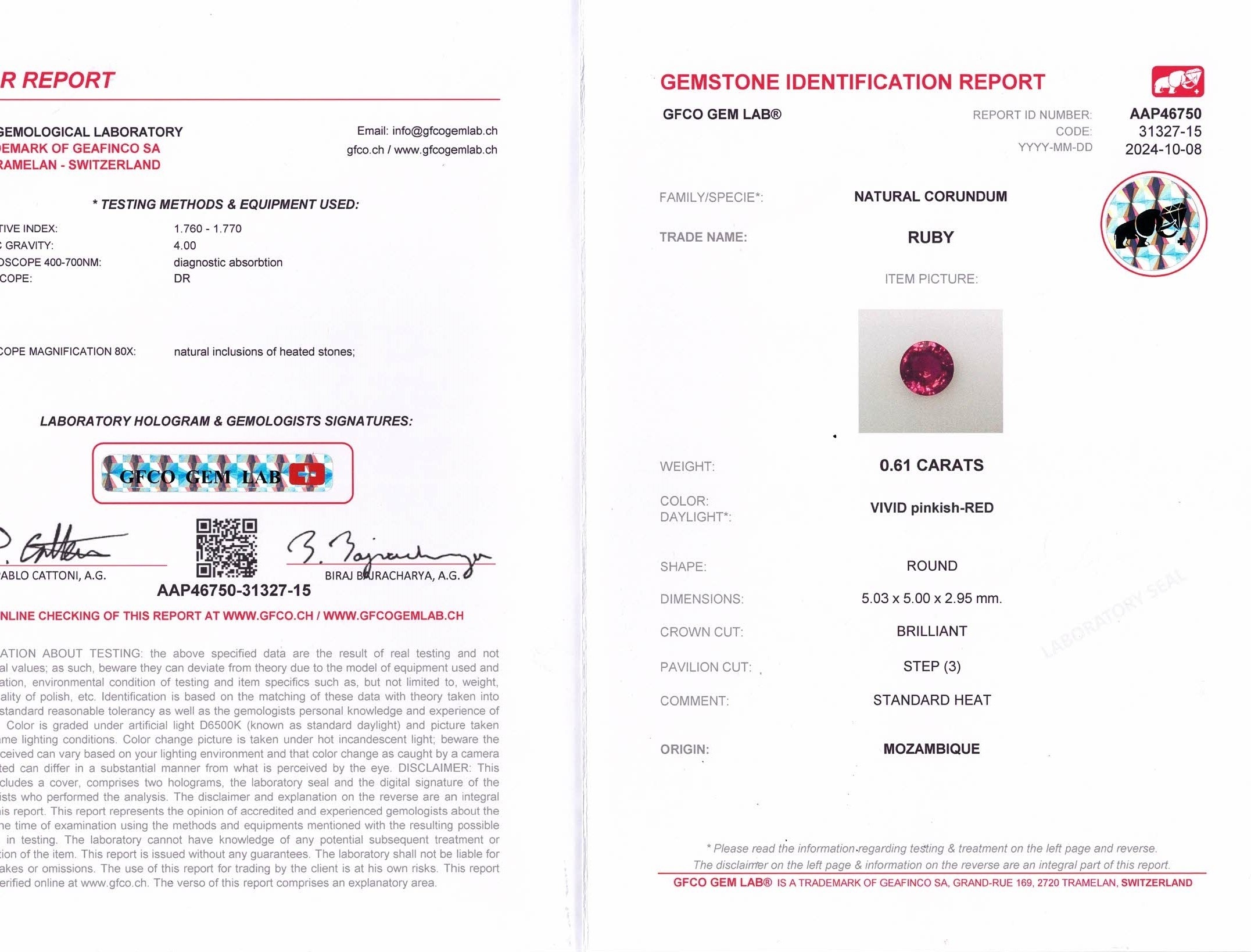 1.12 Ct.Tw. Pinkish Red Ruby Pair from Mozambique
