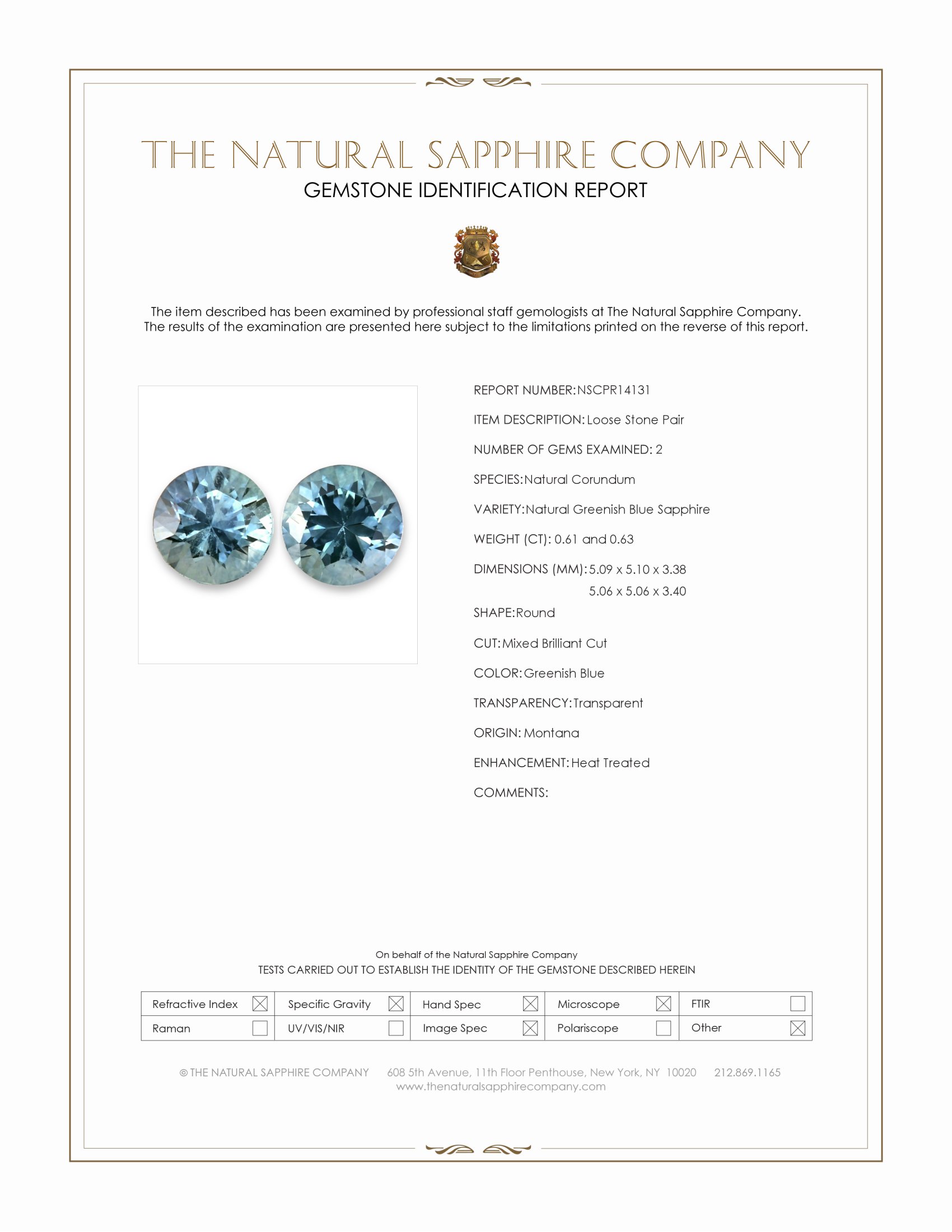 1.24 Ct.Tw. Greenish Blue Sapphire Pair from Montana