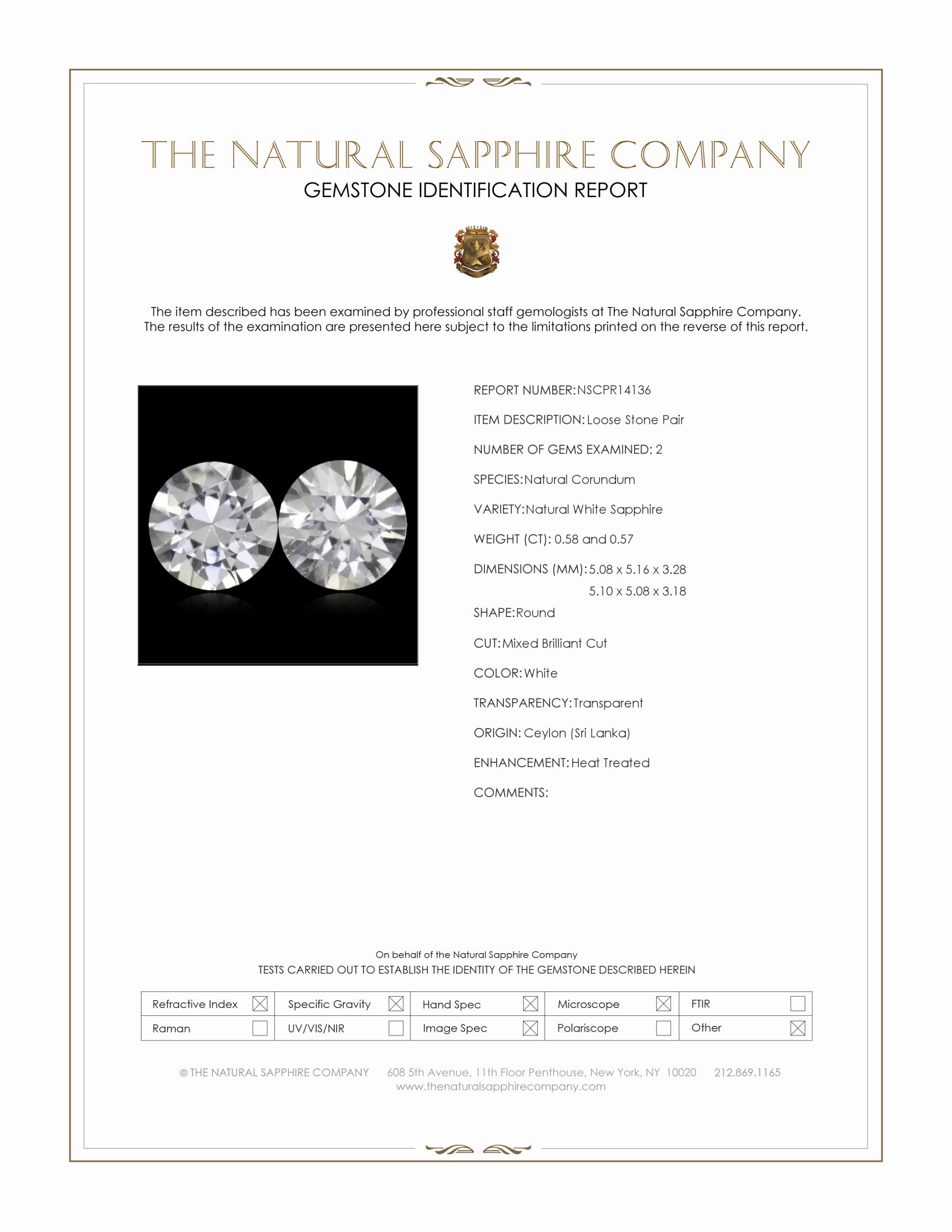 1.15 Ct.Tw. White Sapphire Pair from Ceylon (Sri Lanka)