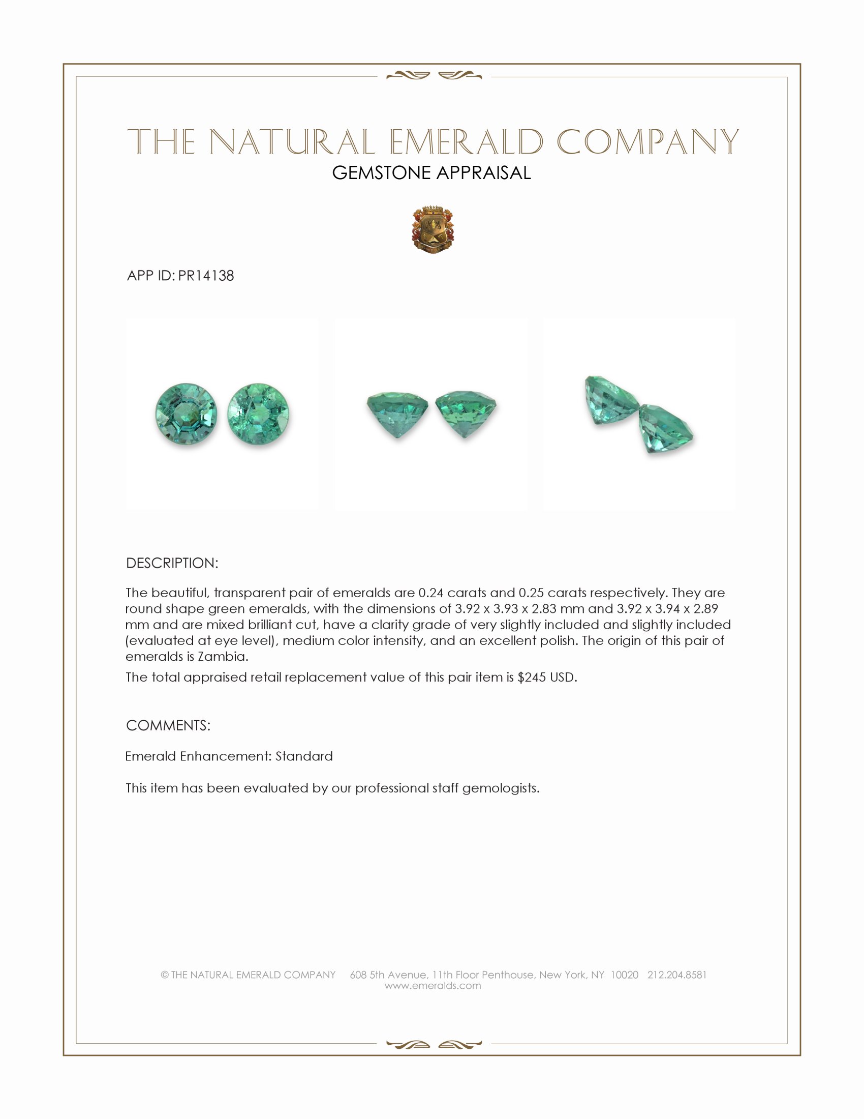 0.49 Ct.Tw. Emerald Pair from Zambia