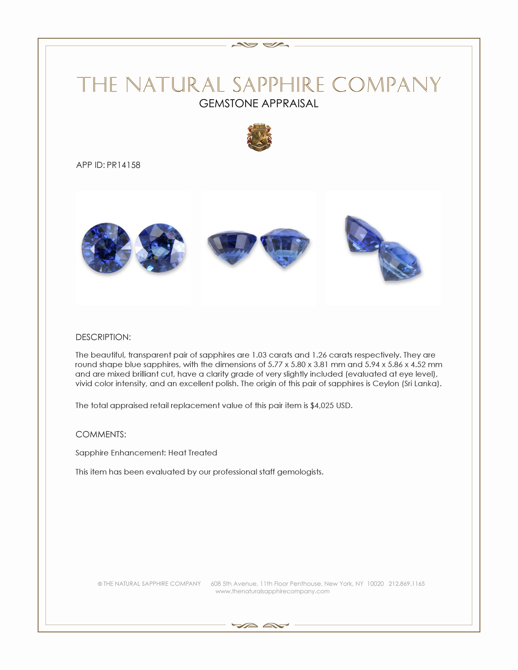 2.29 Ct.Tw. Blue Sapphire Pair from Ceylon (Sri Lanka)
