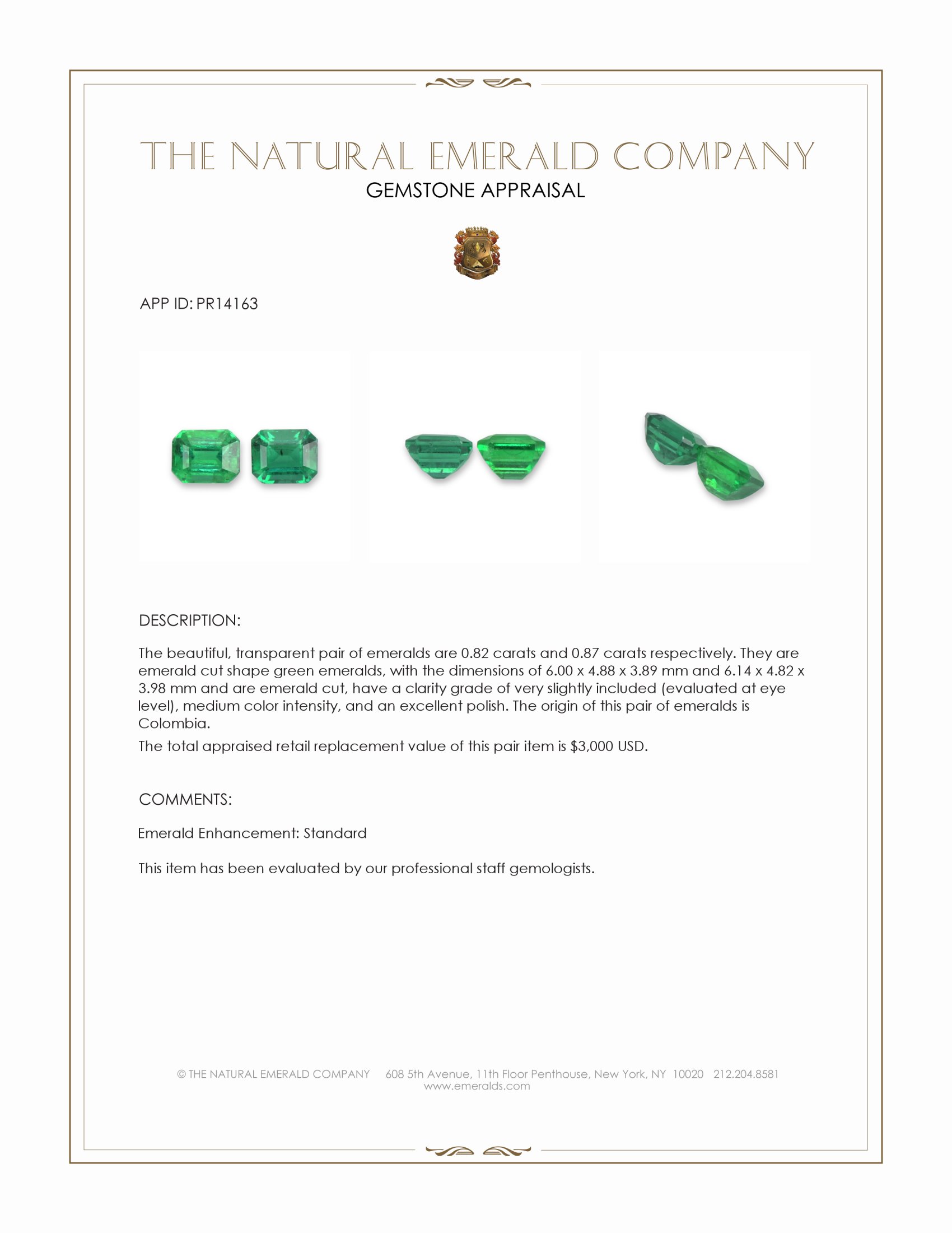 1.69 Ct.Tw. Emerald Pair from Colombia