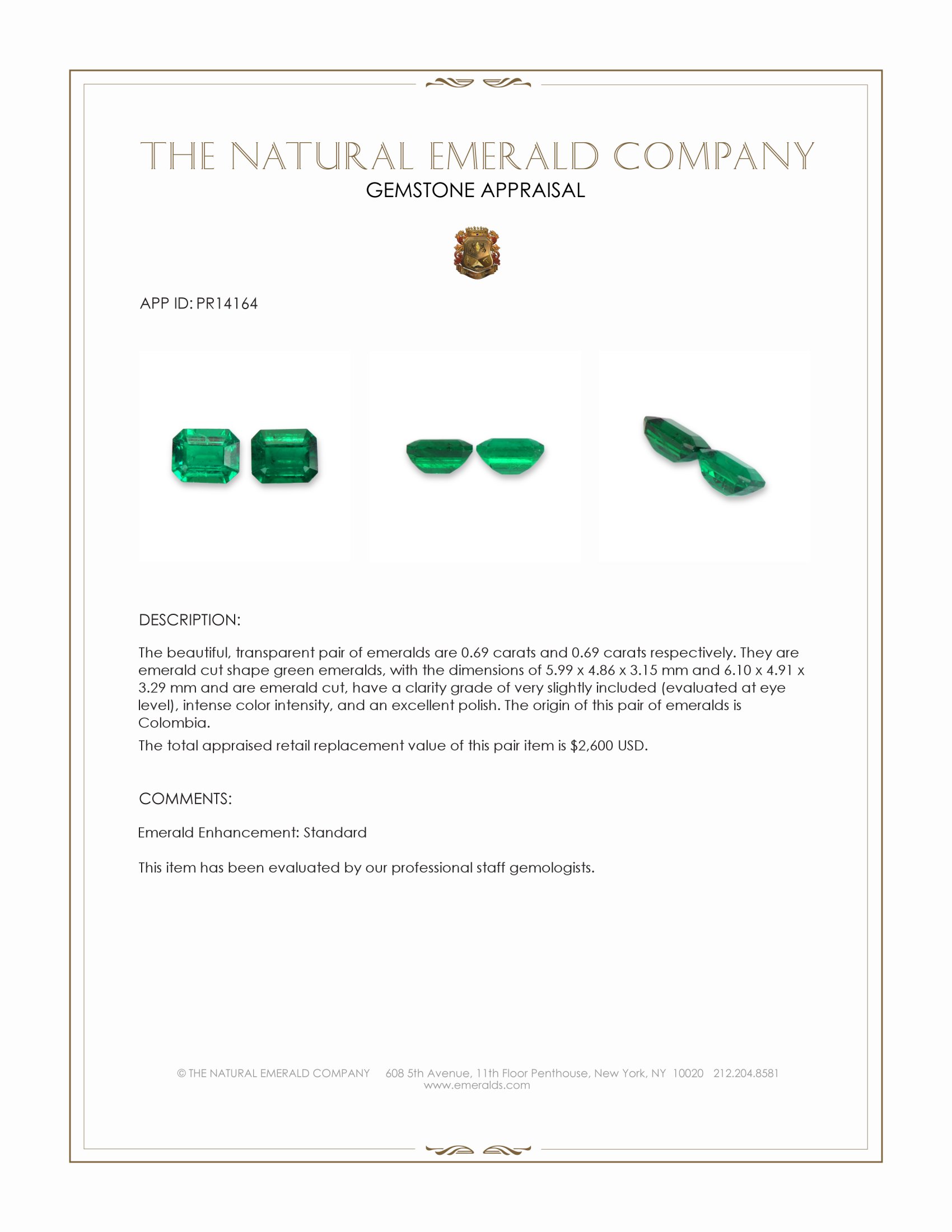 1.38 Ct.Tw. Emerald Pair from Colombia