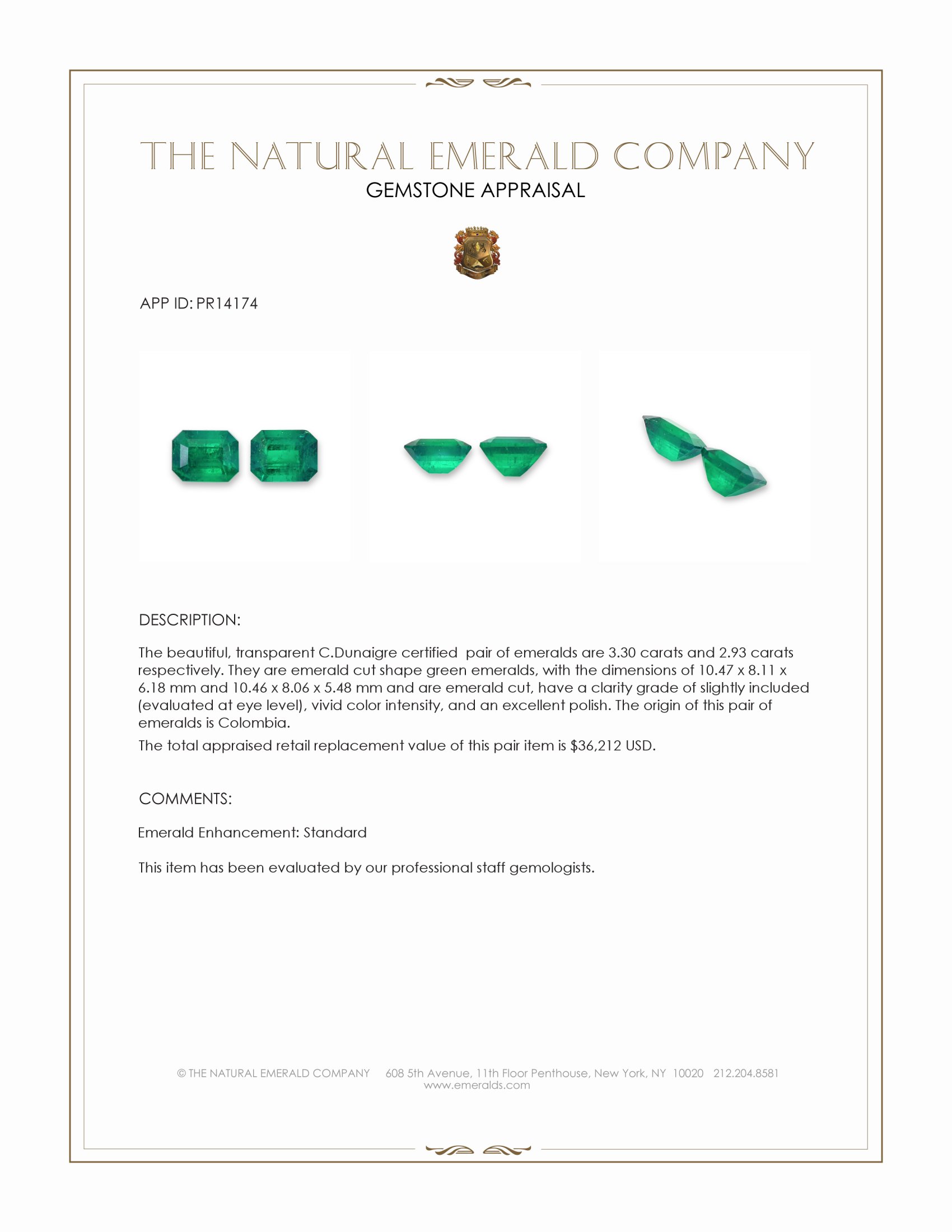 6.23 Ct.Tw. Emerald Pair from Colombia