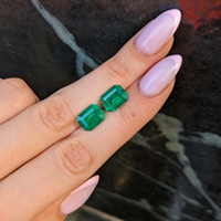 6.23 Ct.Tw.Total Carat Weight Emerald Pair from Colombia Life Style