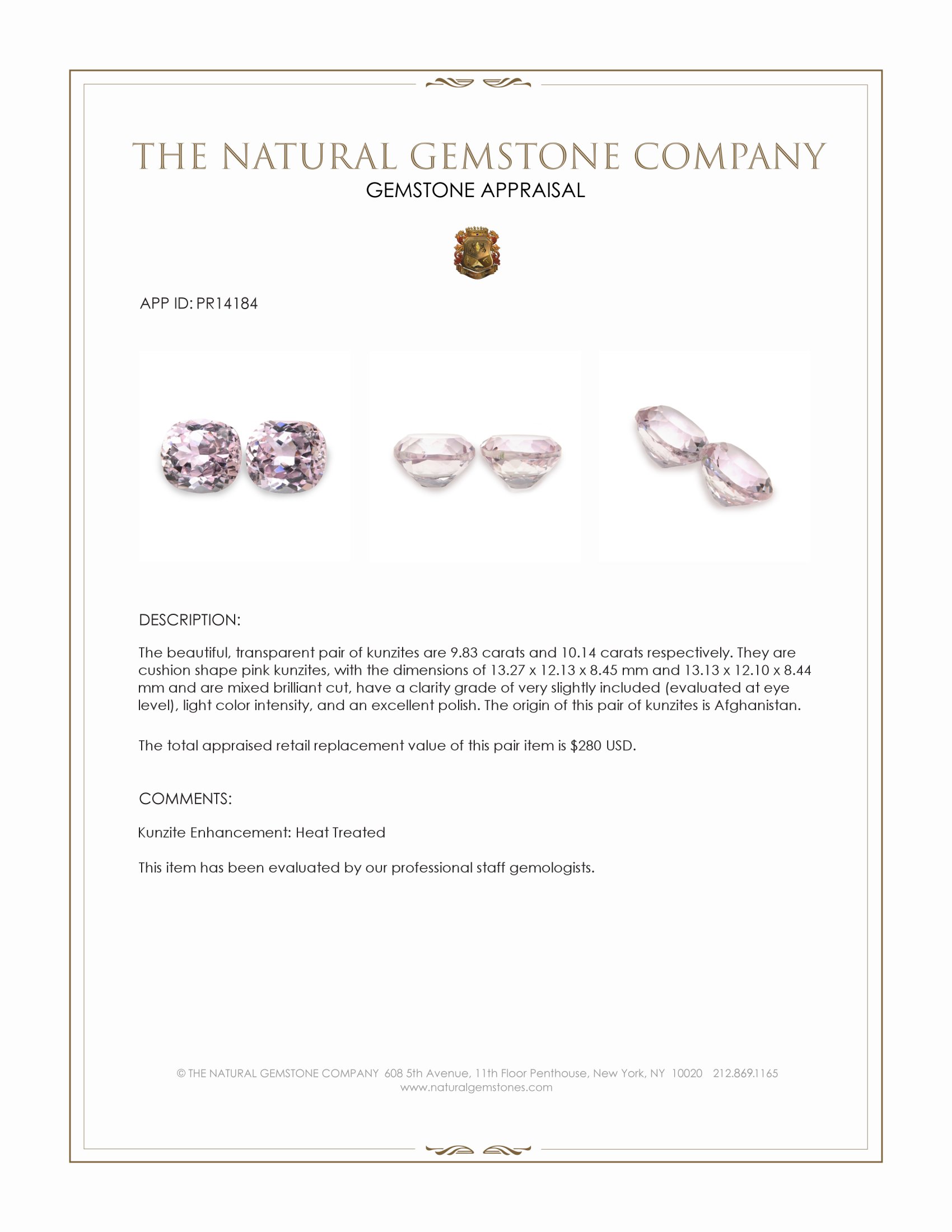 19.97 Ct.Tw. Pink Kunzite Pair from Afghanistan