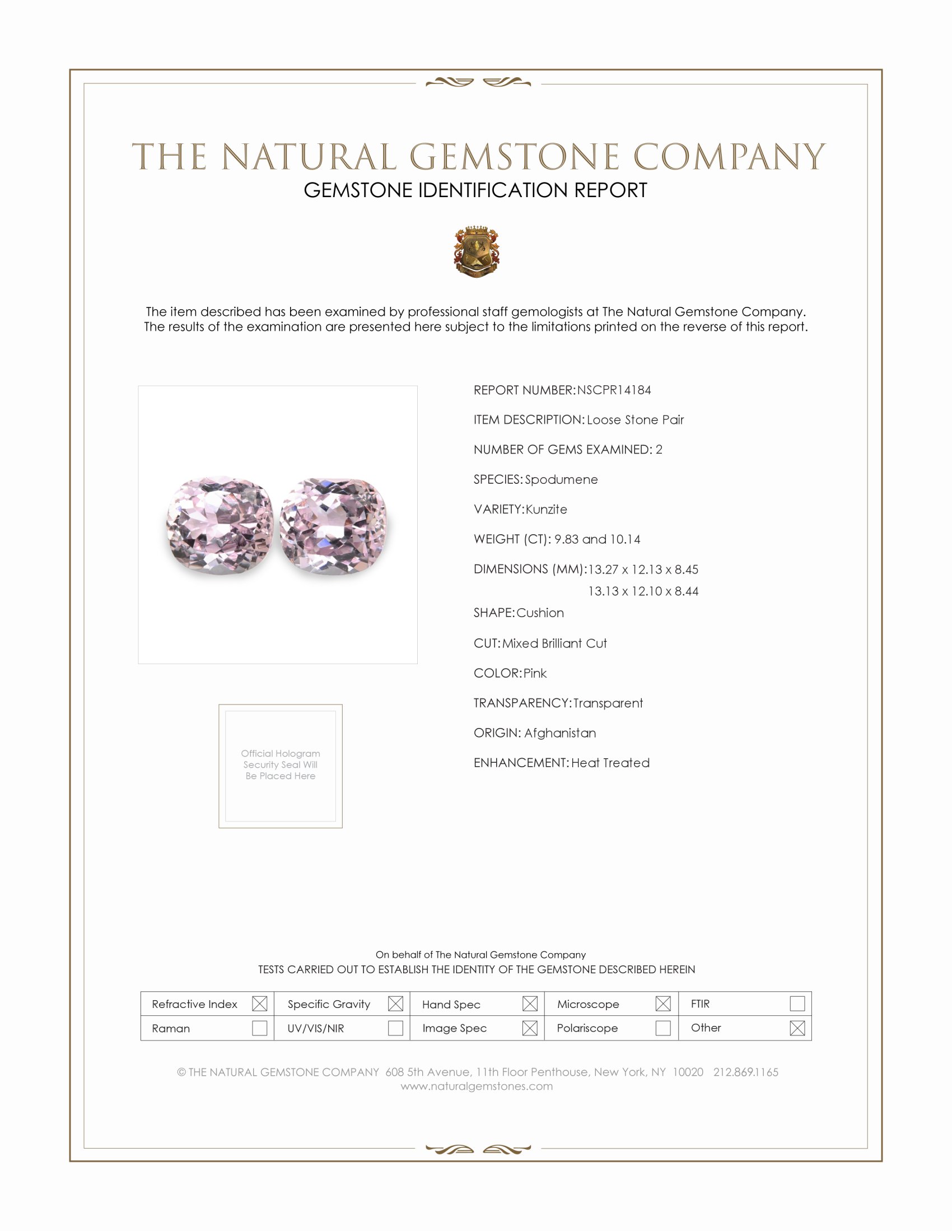 19.97 Ct.Tw. Pink Kunzite Pair from Afghanistan