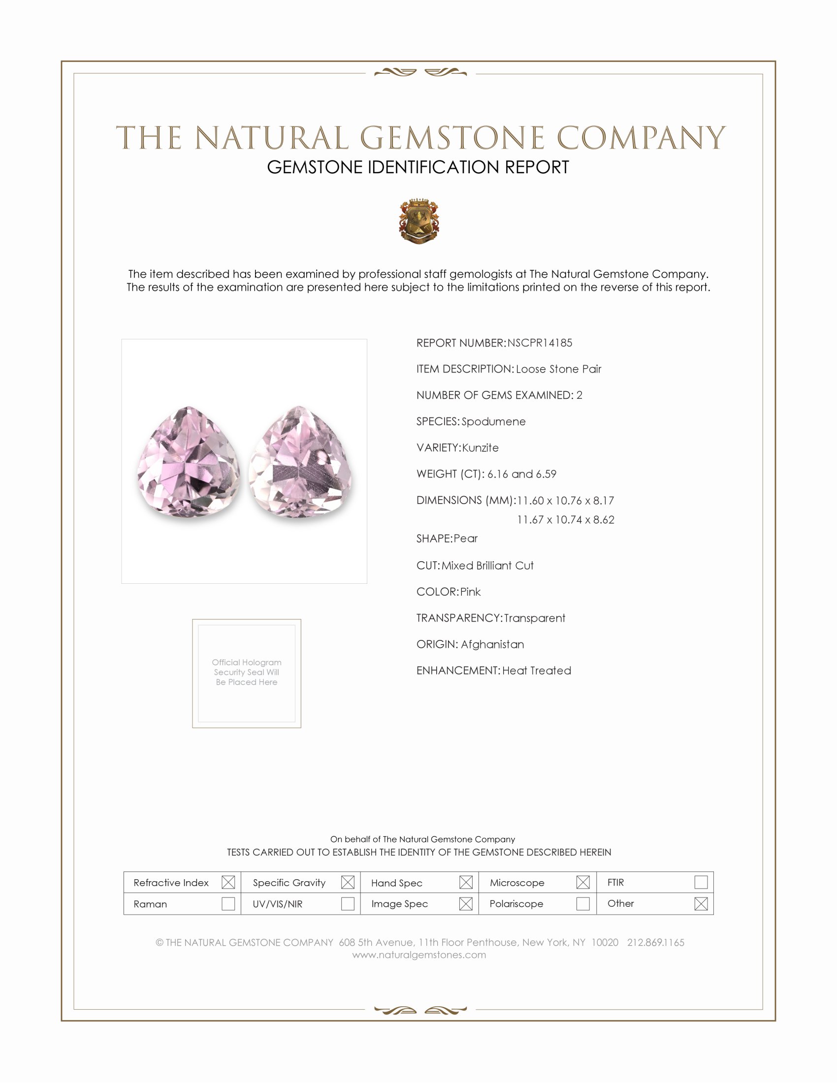 12.75 Ct.Tw. Pink Kunzite Pair from Afghanistan