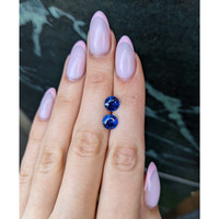 3.31 Ct.Tw.Total Carat Weight Blue Sapphire Pair from Madagascar Life Style