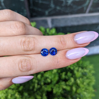 3.31 Ct.Tw.Total Carat Weight Blue Sapphire Pair from Madagascar Life Style
