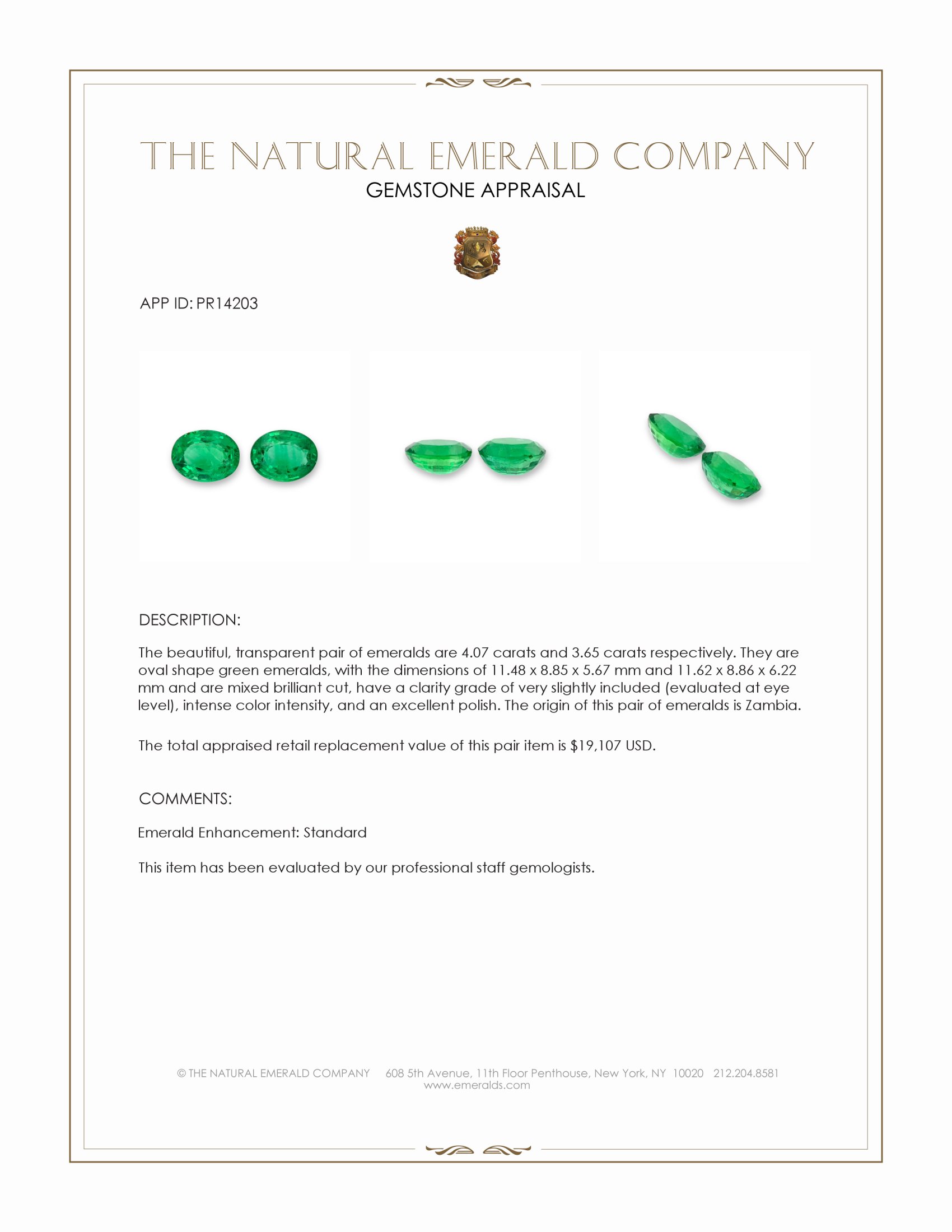 7.72 Ct.Tw. Emerald Pair from Zambia